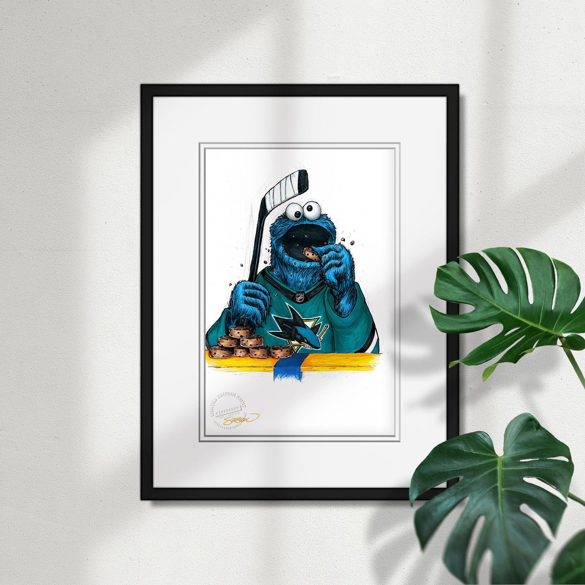 Cookie Monster x NHL Sharks Limited Edition Fine Art Print