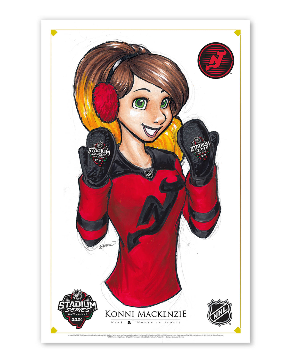 WinS® NHL Konni Mackenzie 2024 Stadium Series New Jersey Devils Poster Print