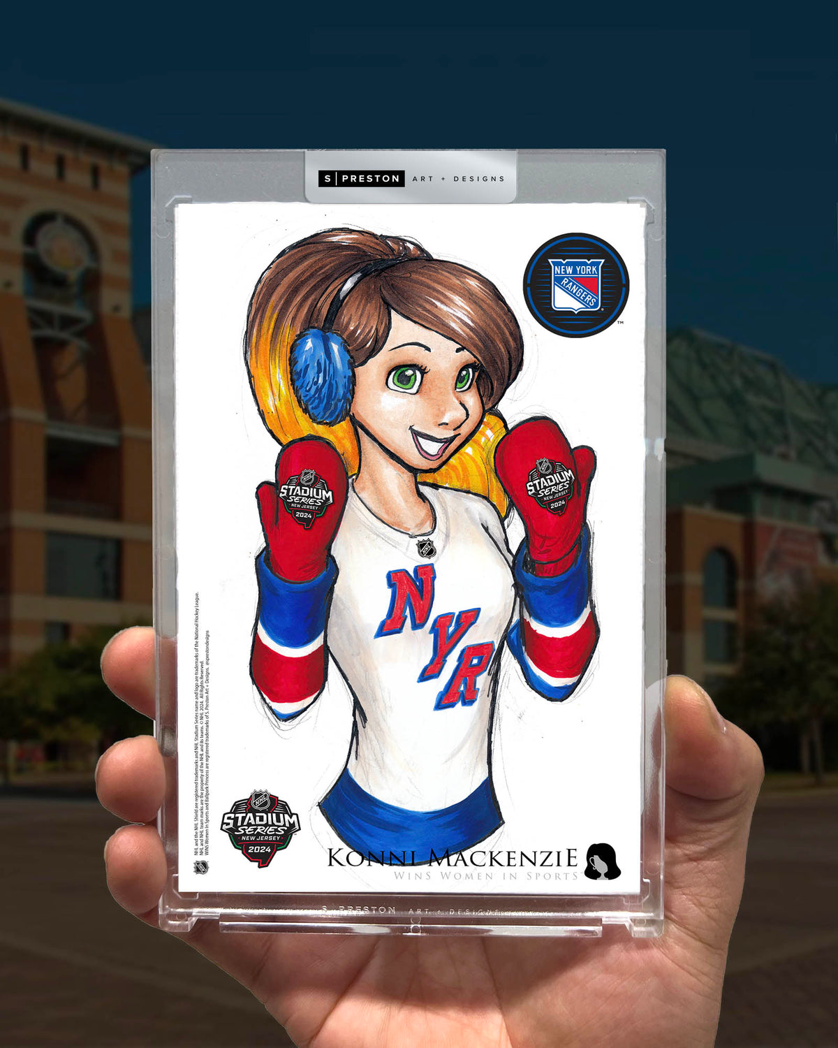 WinS® NHL Konni Mackenzie 2024 Stadium Series Limited Edition Art Card Slab - Rangers
