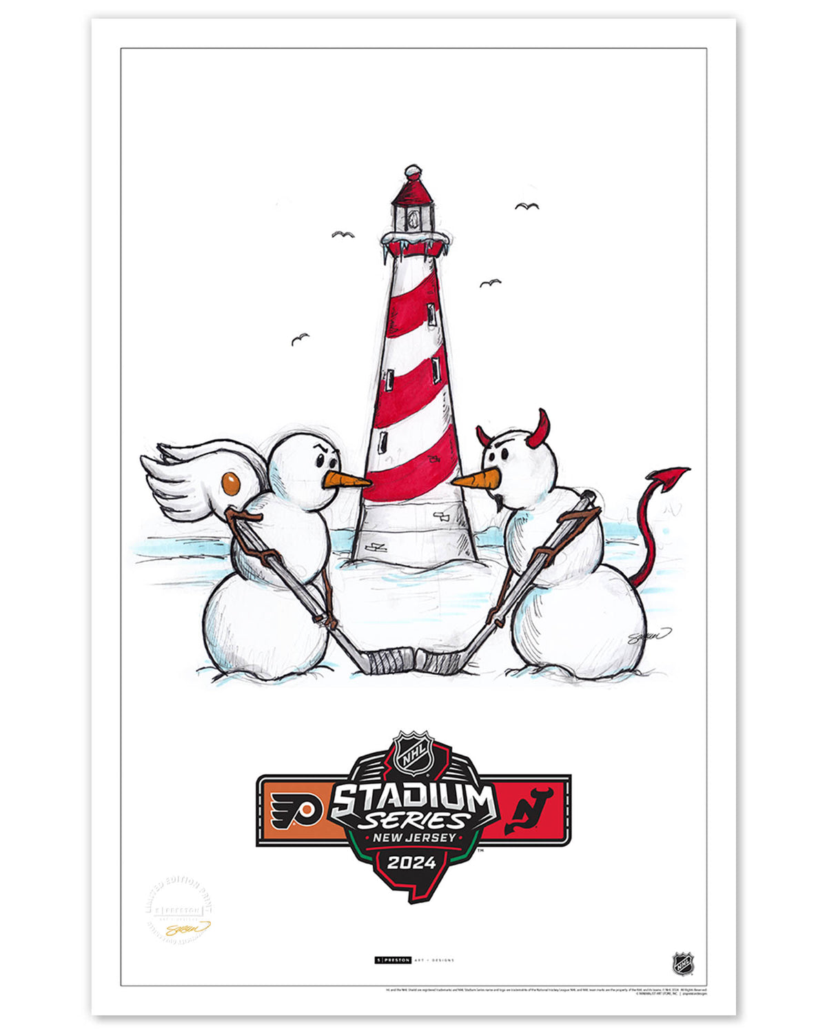 2024 NHL Stadium Series Sketch Limited Edition Art Prints - NJD vs PHL