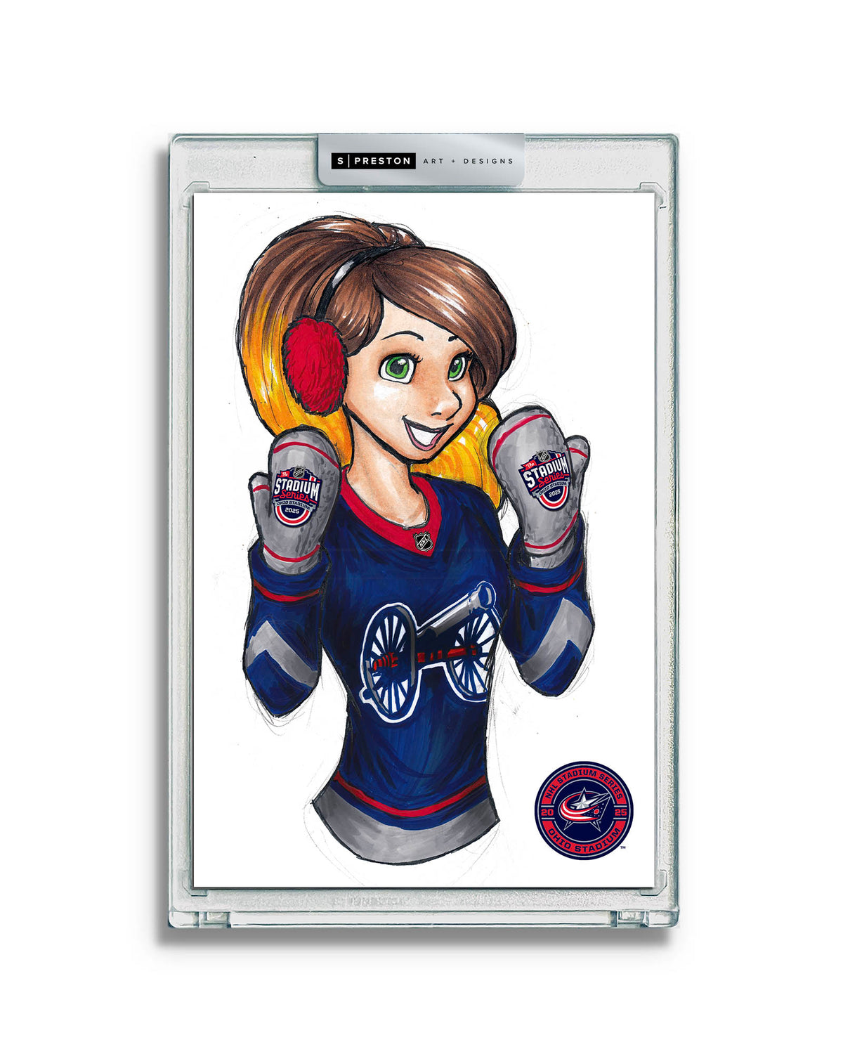 WinS® NHL Konni Mackenzie 2025 Stadium Series Limited Edition Art Card Slab - Blue Jackets