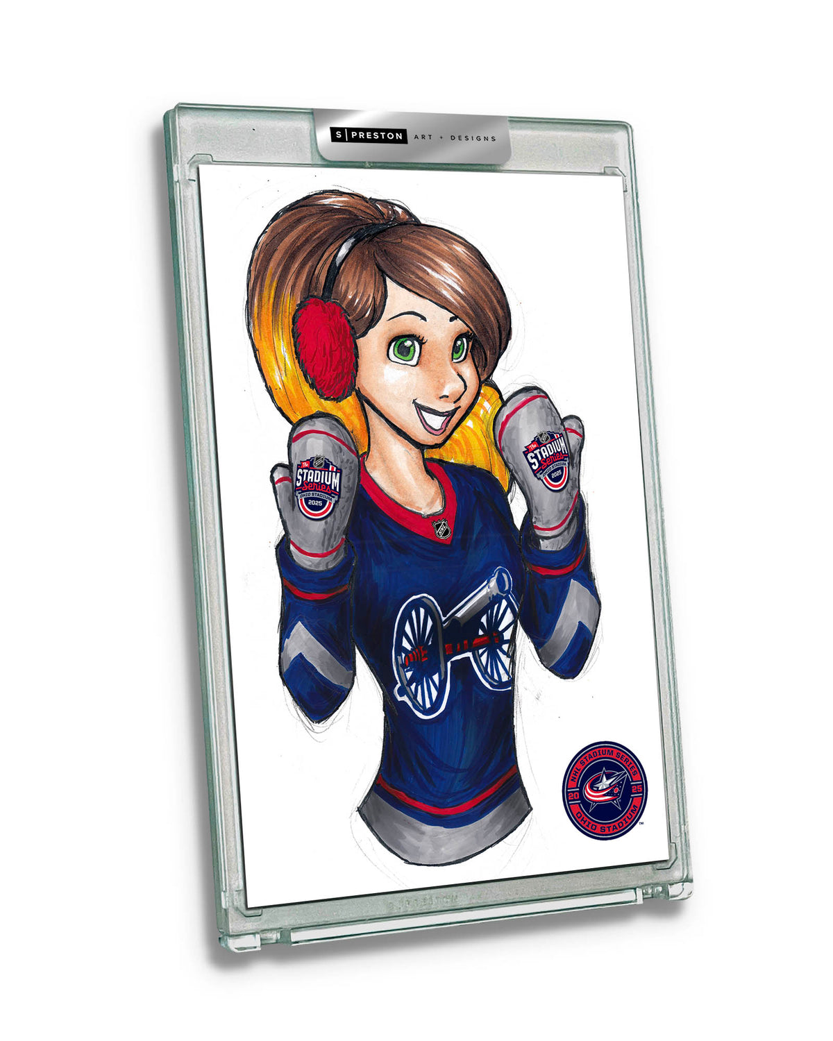 WinS® NHL Konni Mackenzie 2025 Stadium Series Limited Edition Art Card Slab - Blue Jackets