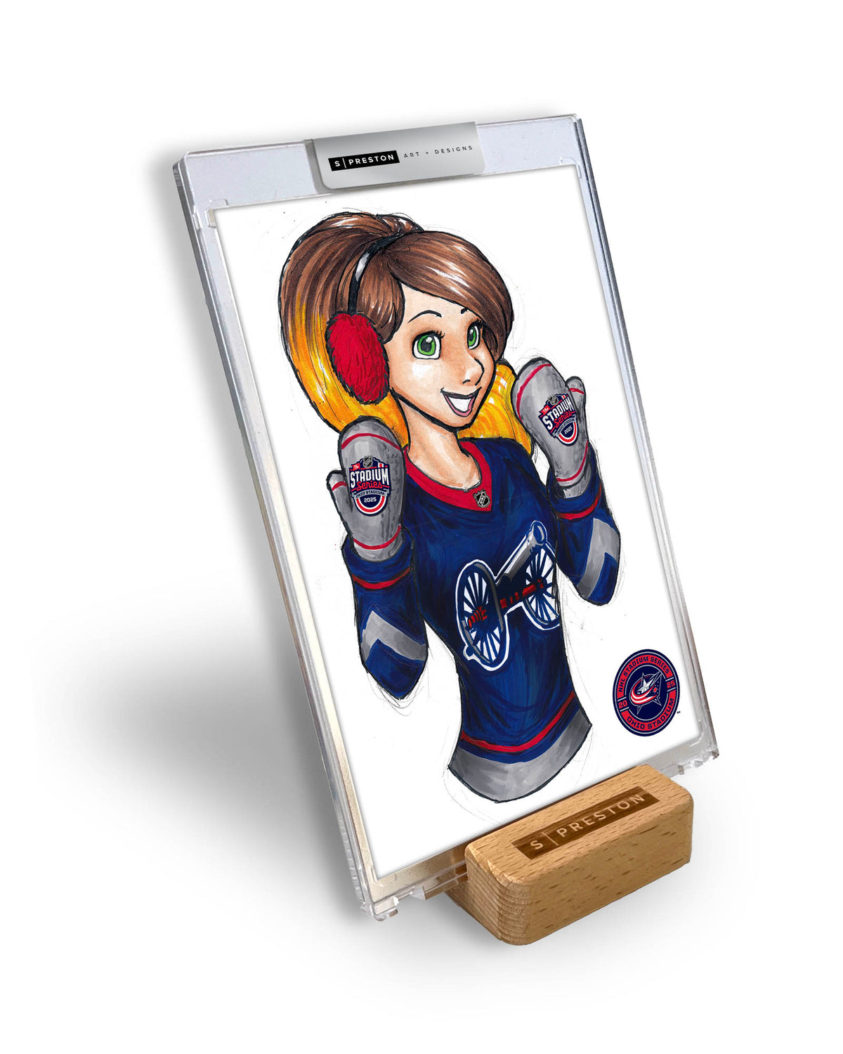 WinS® NHL Konni Mackenzie 2025 Stadium Series Limited Edition Art Card Slab - Blue Jackets