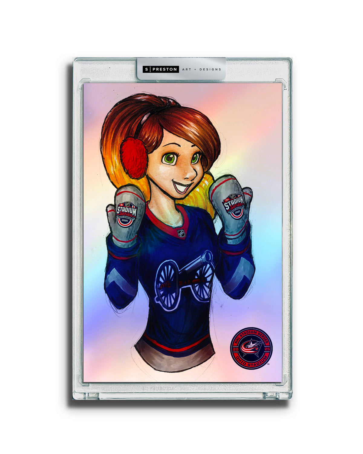 WinS® NHL Konni Mackenzie 2025 Stadium Series Limited Edition Art Card Slab - Blue Jackets