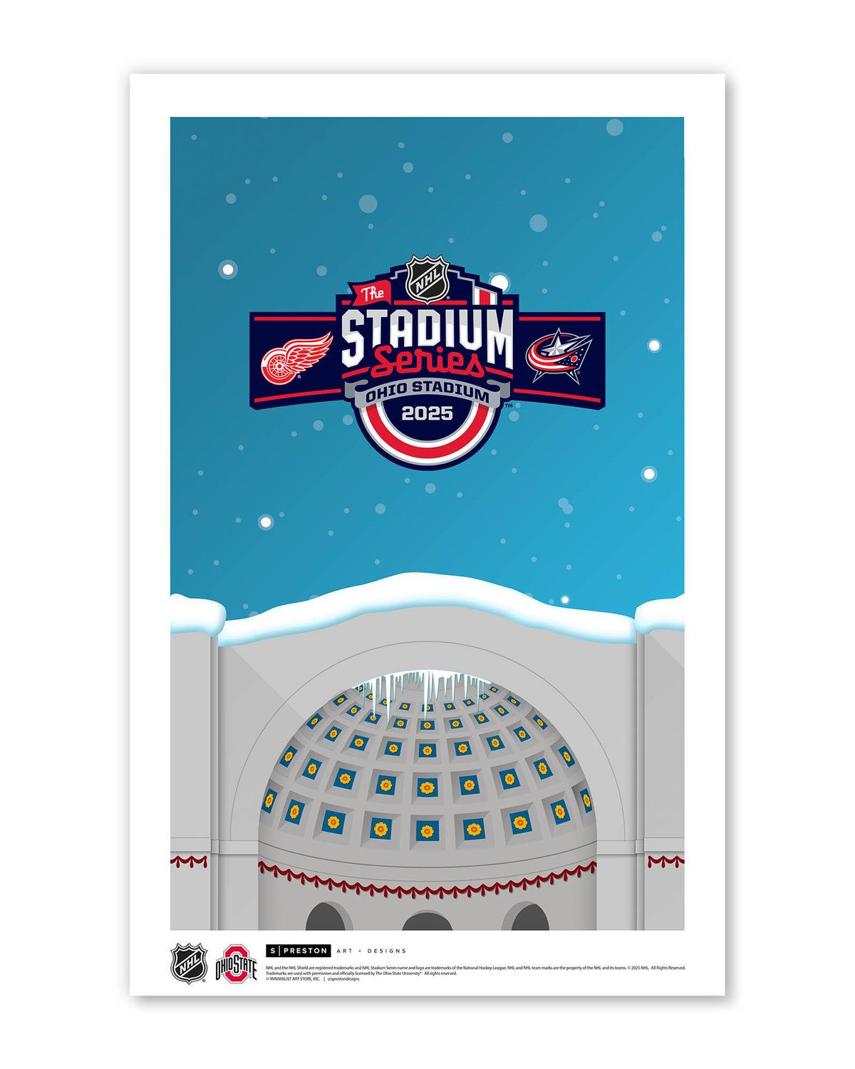 Minimalist Ohio Stadium 2025 NHL Stadium Series Limited Edition Art Prints