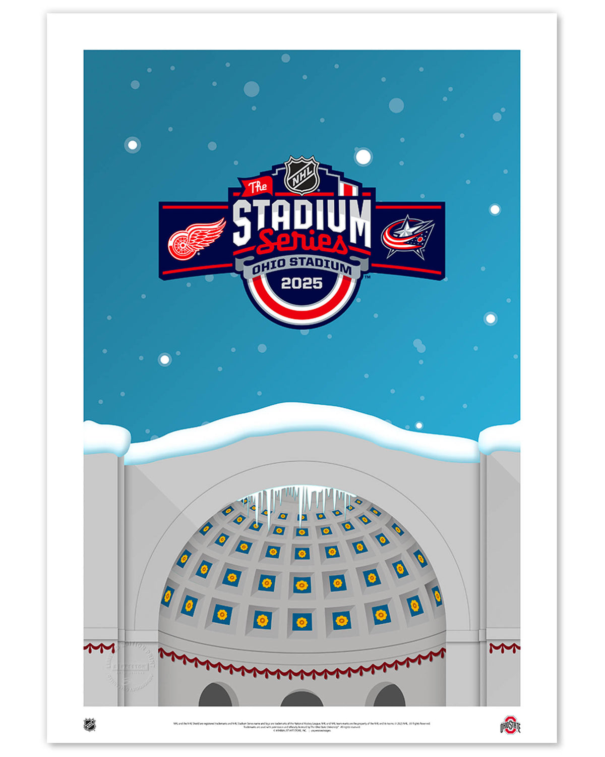 Minimalist Ohio Stadium 2025 NHL Stadium Series Limited Edition Art Prints