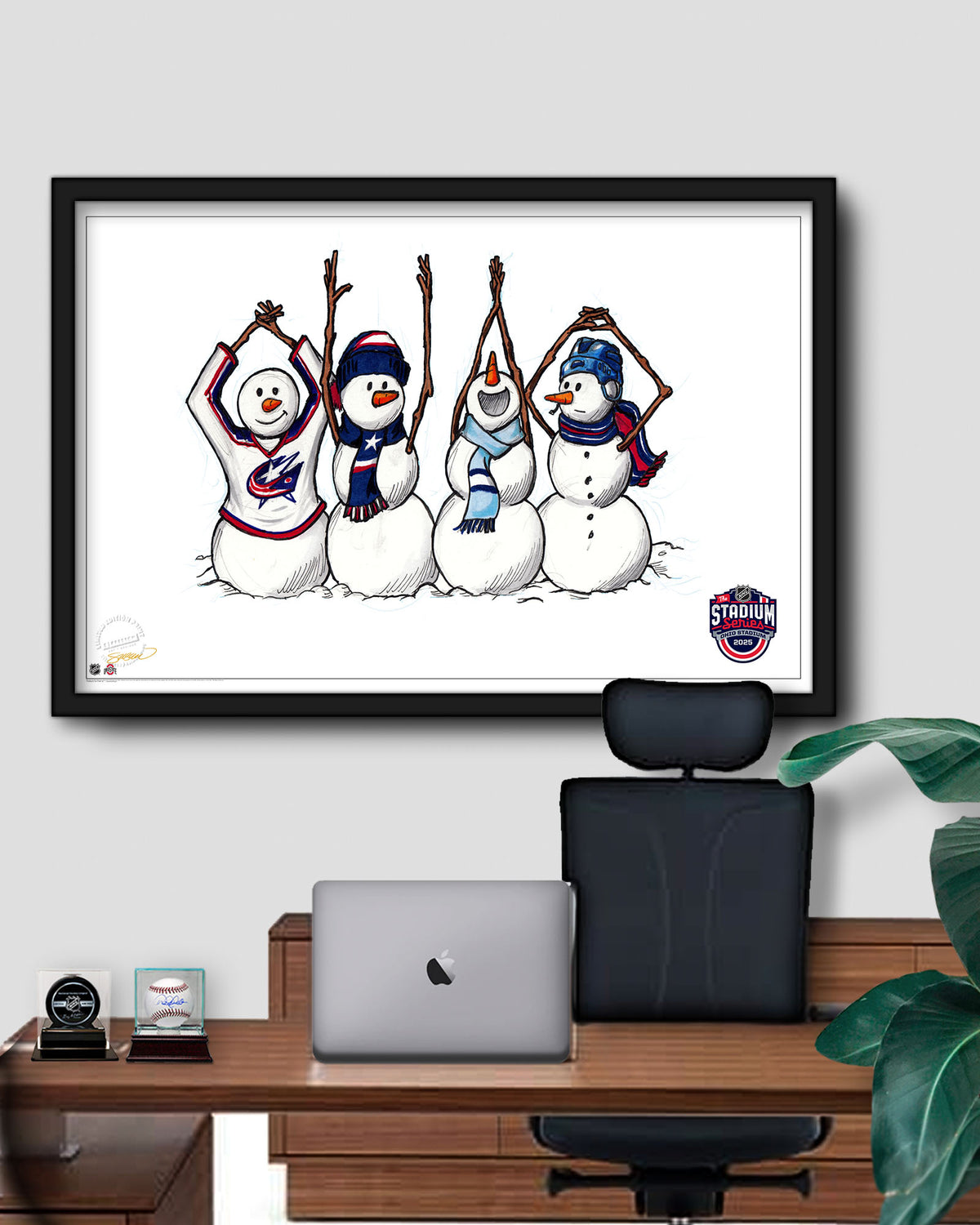 2025 NHL Stadium Series Sketch Limited Edition Art Prints - CBJ vs DET