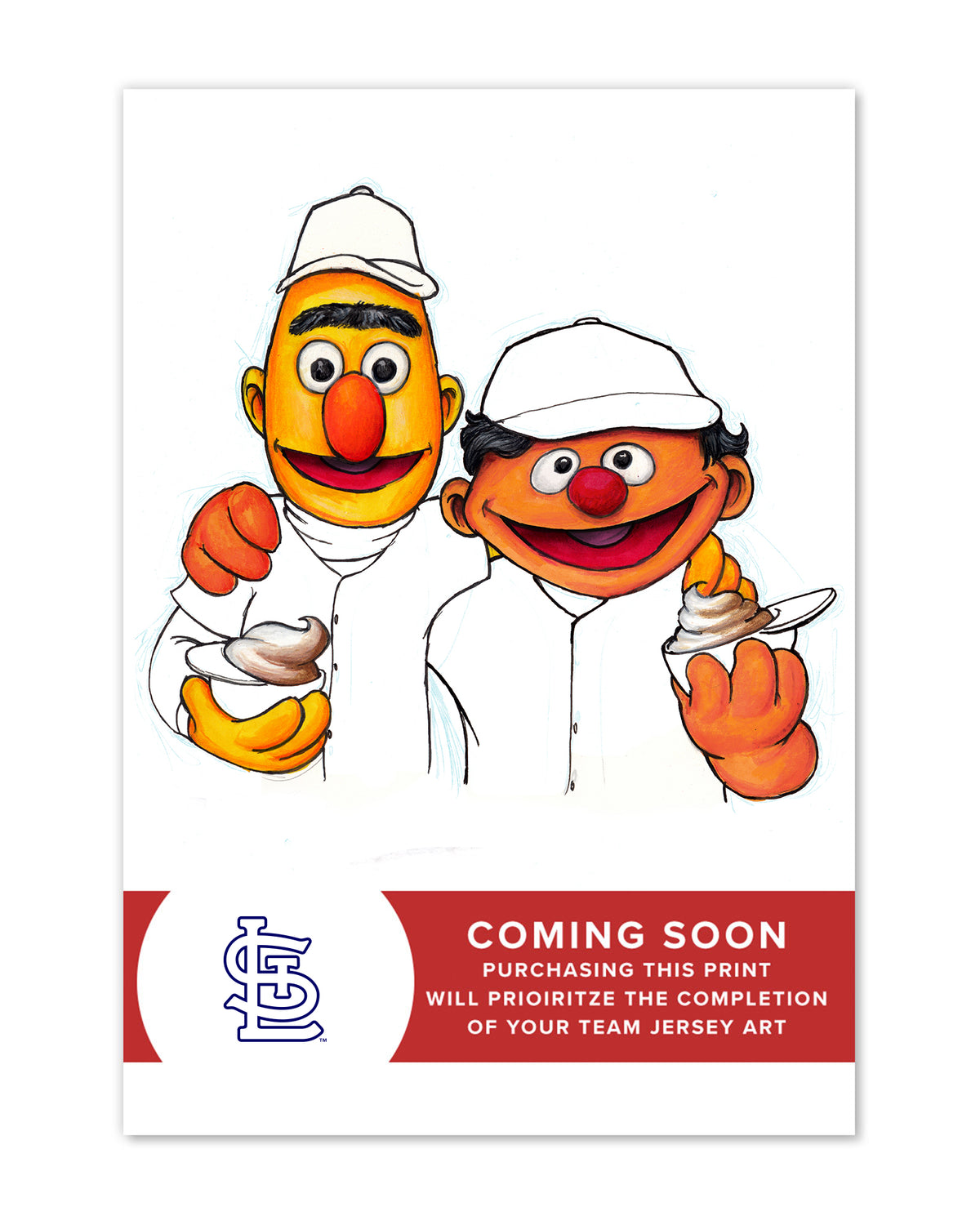 Bert and Ernie x MLB Cardinals Limited Edition Fine Art Print