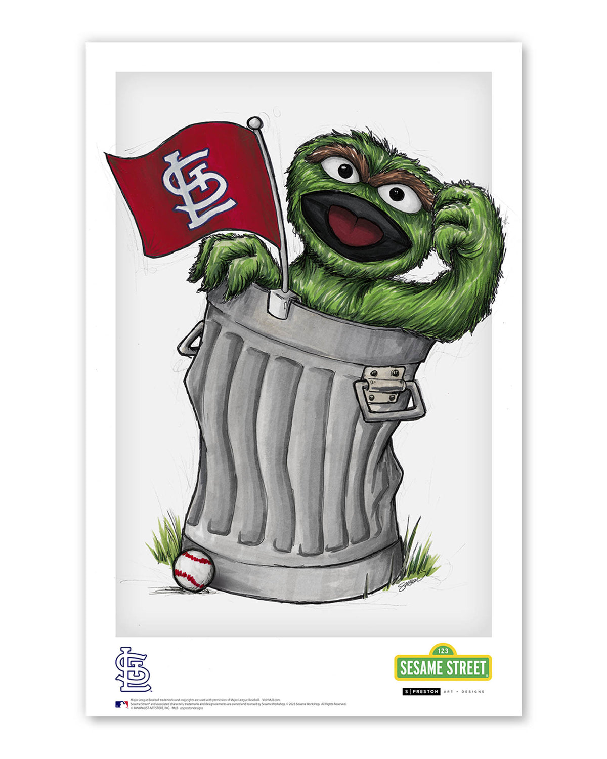 Oscar the Grouch x MLB Cardinals Poster Print