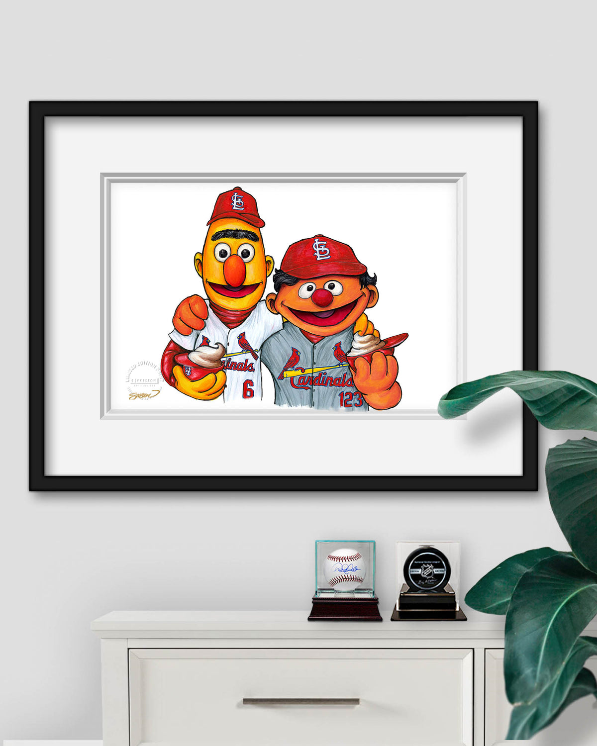Bert and Ernie x MLB Cardinals Limited Edition Fine Art Print
