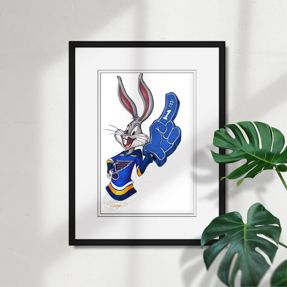 Rabbit Hockey Fan x NHL Blues Bugs Bunny Limited Edition Fine Art Print