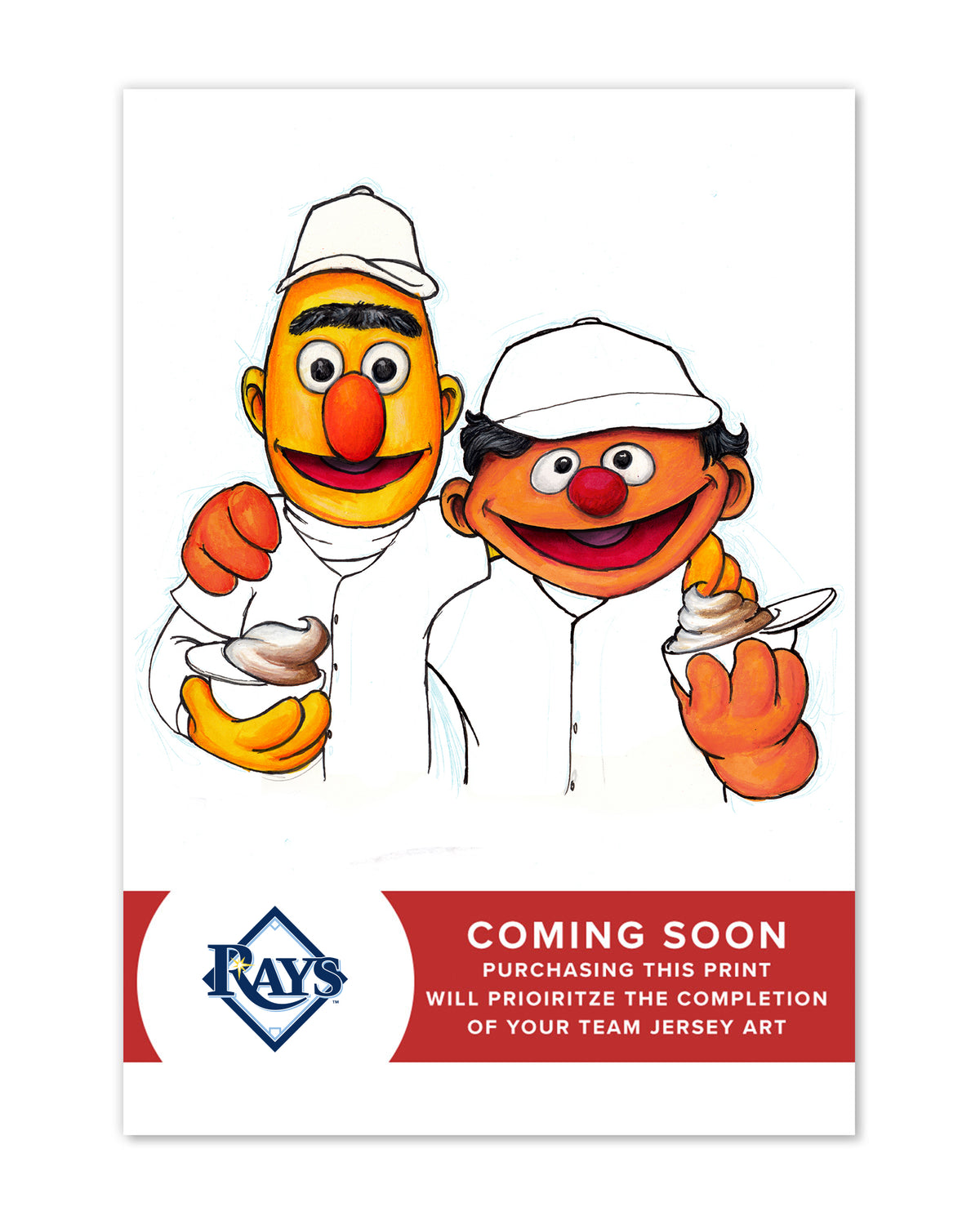 Bert and Ernie x MLB Rays Limited Edition Fine Art Print