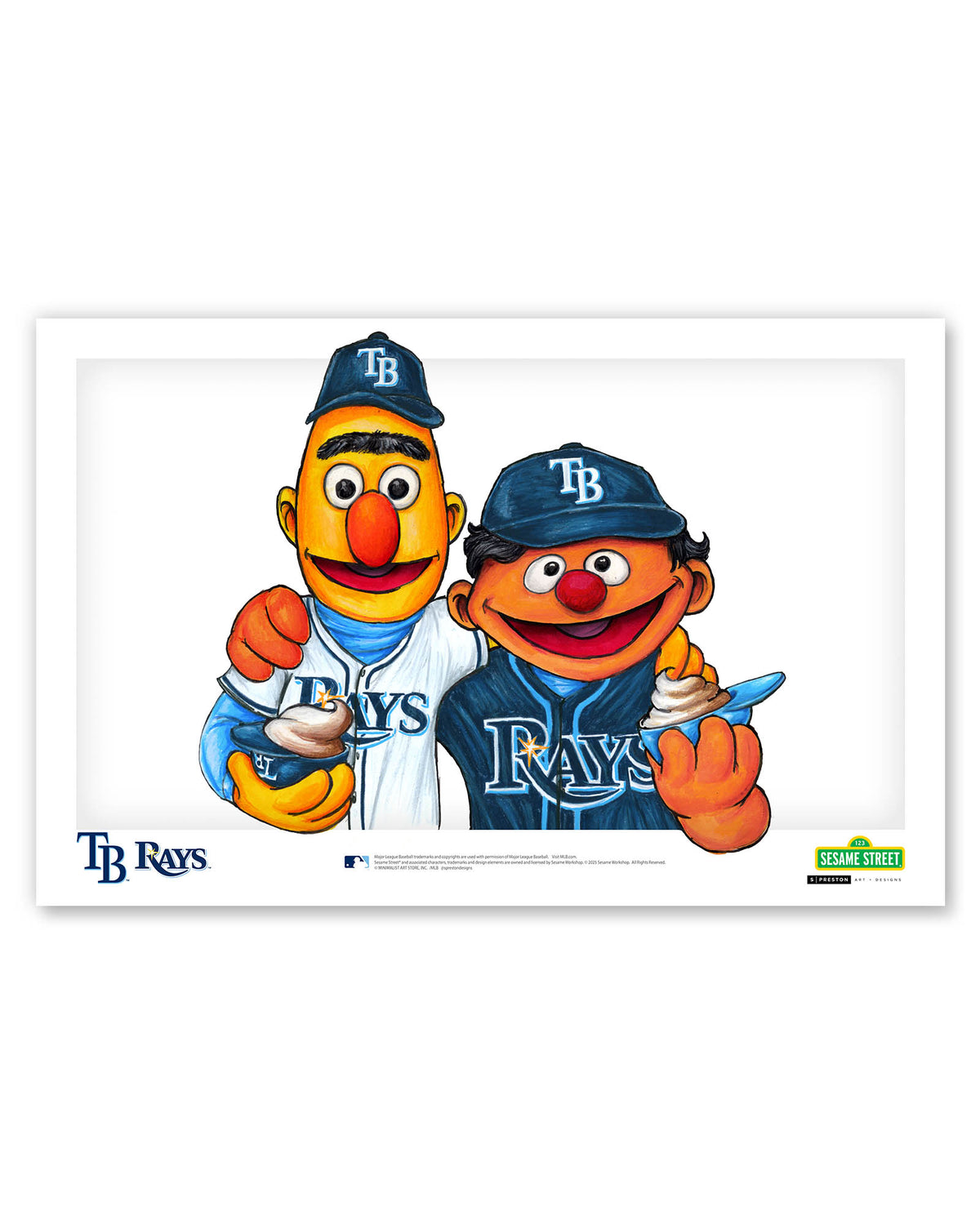 Bert and Ernie x MLB Rays Limited Edition Fine Art Print