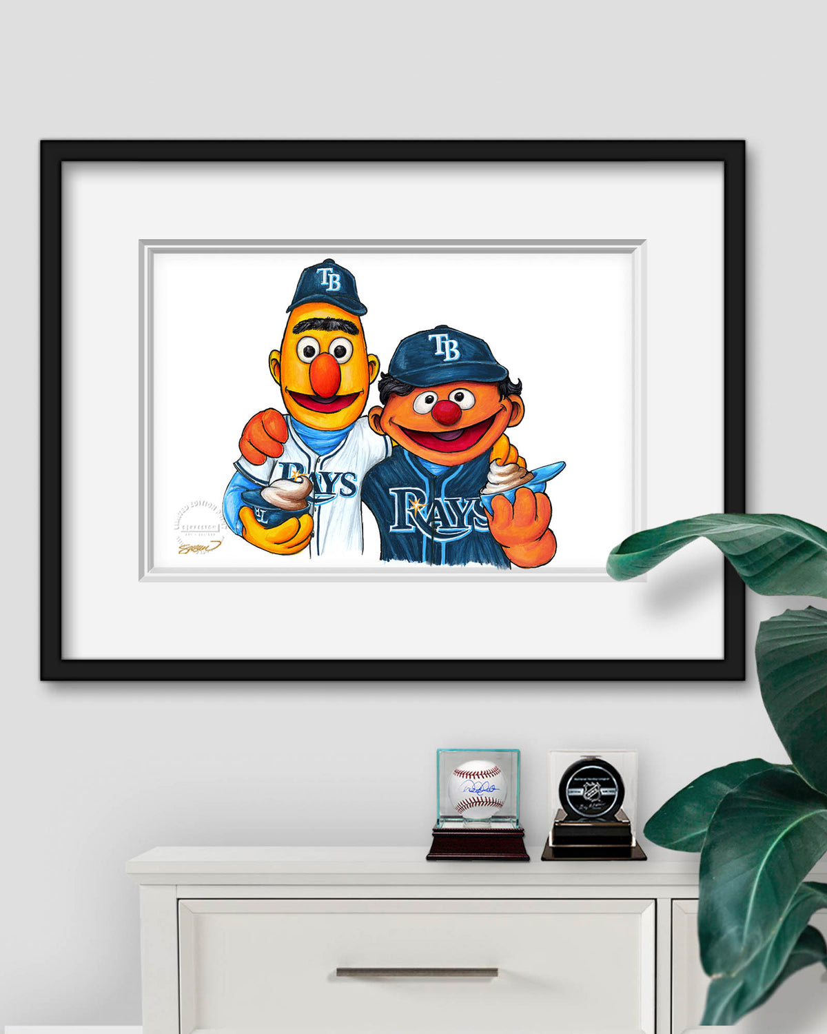 Bert and Ernie x MLB Rays Limited Edition Fine Art Print