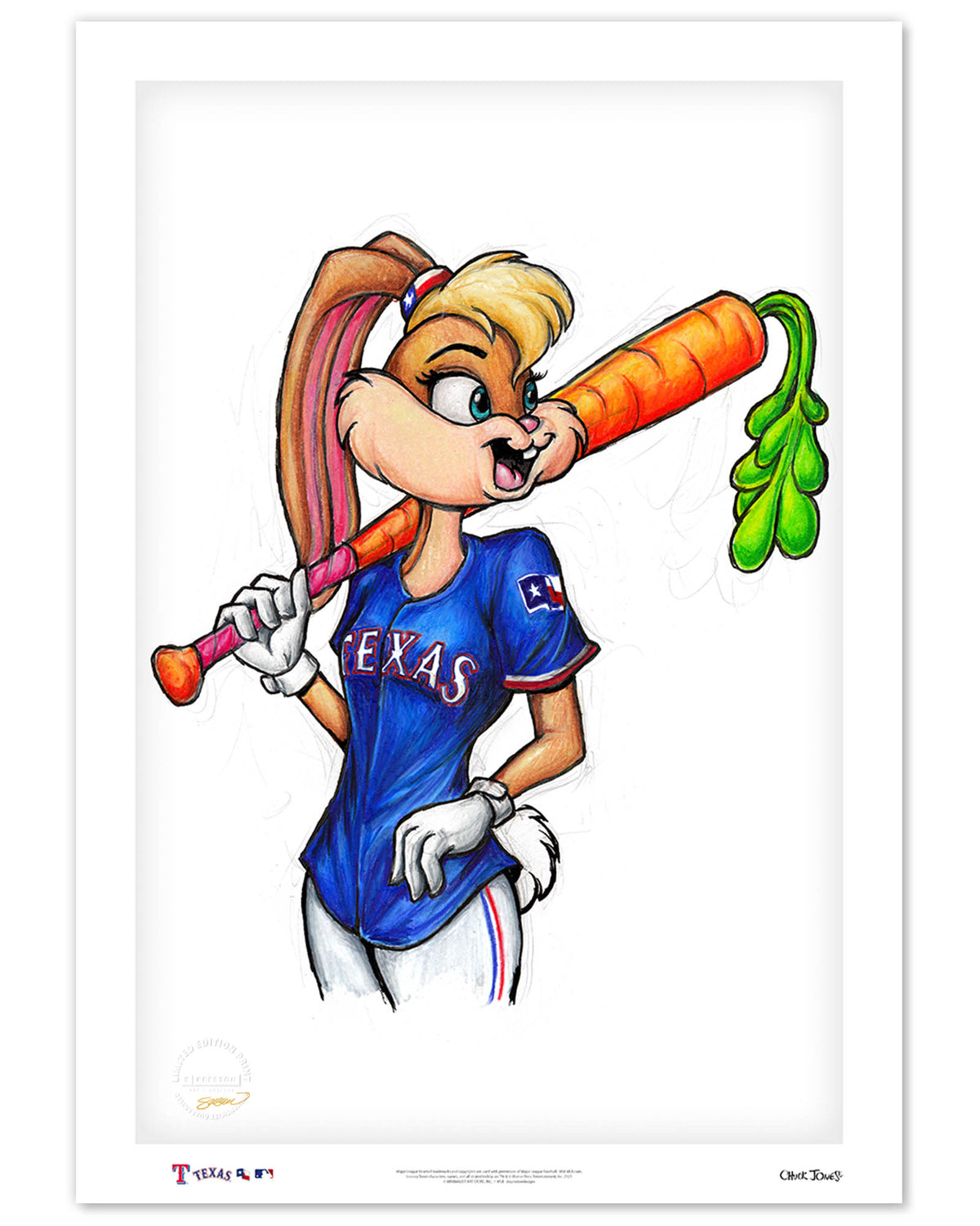 Lola Bunny x MLB Rangers Limited Edition Fine Art Print