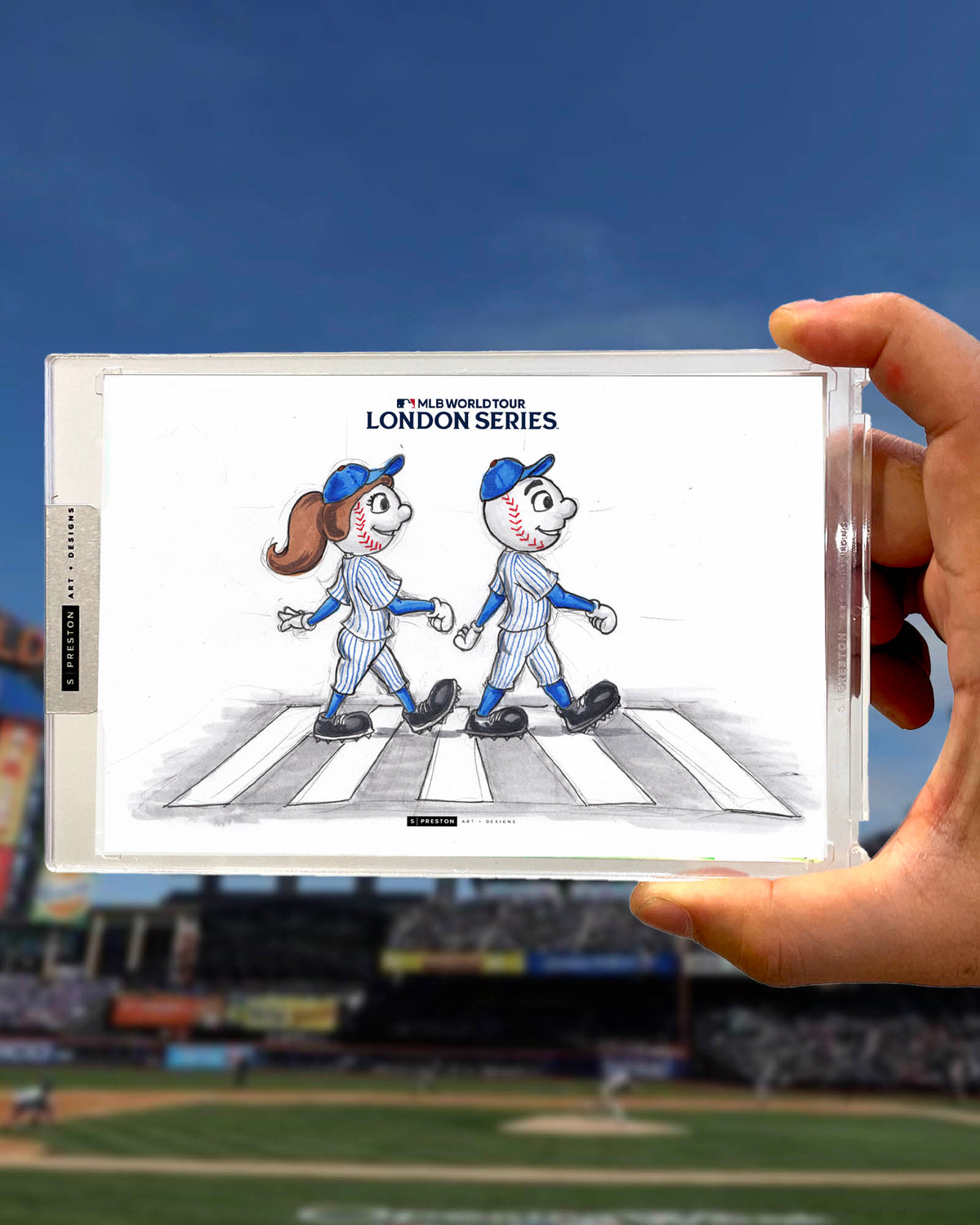 2024 MLB London Series Sketch Art Card Slab - Mets