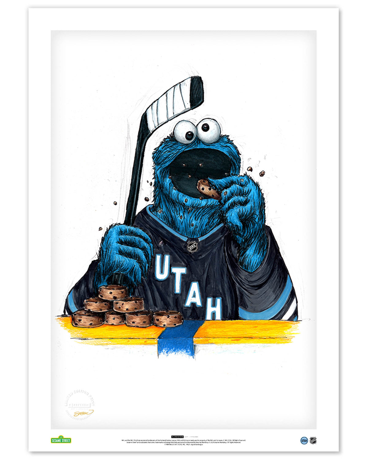 Cookie Monster x NHL Utah Hockey Club Limited Edition Fine Art Print