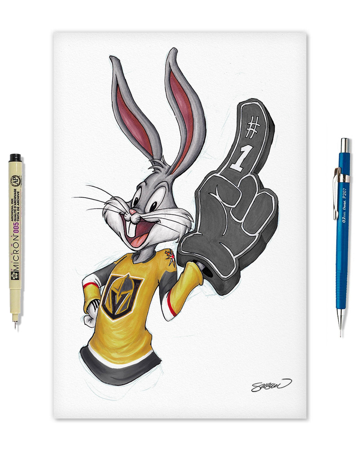 Rabbit Hockey Fan x NHL Golden Knights Bugs Bunny Limited Edition Fine Art Print