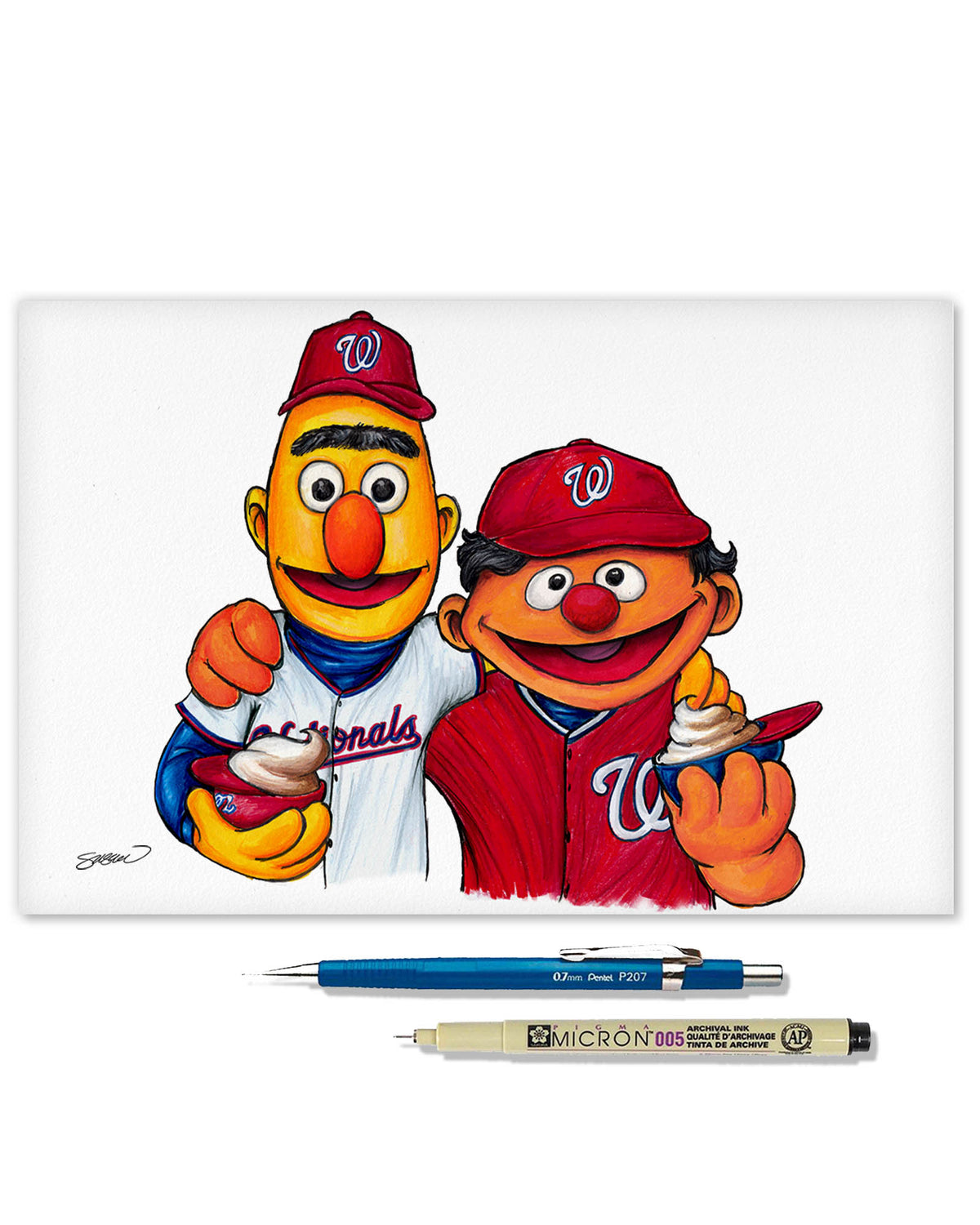 Bert and Ernie x MLB Nationals Limited Edition Fine Art Print