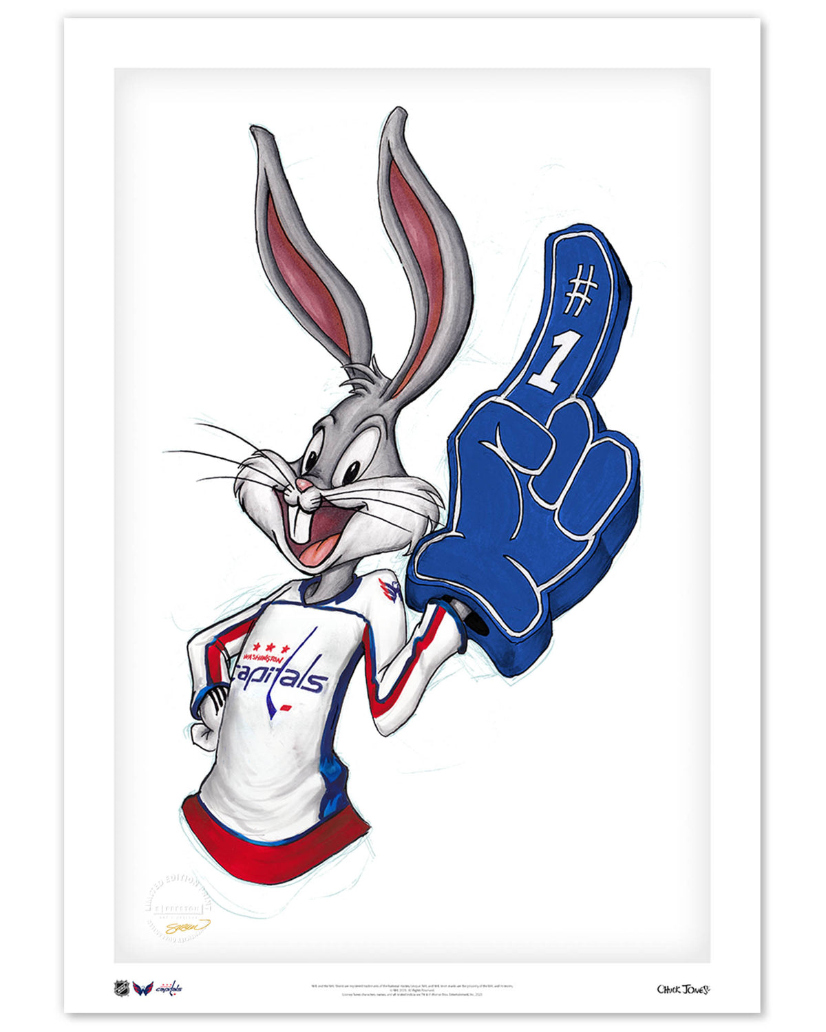 Rabbit Hockey Fan x NHL Capitals Bugs Bunny Limited Edition Fine Art Print