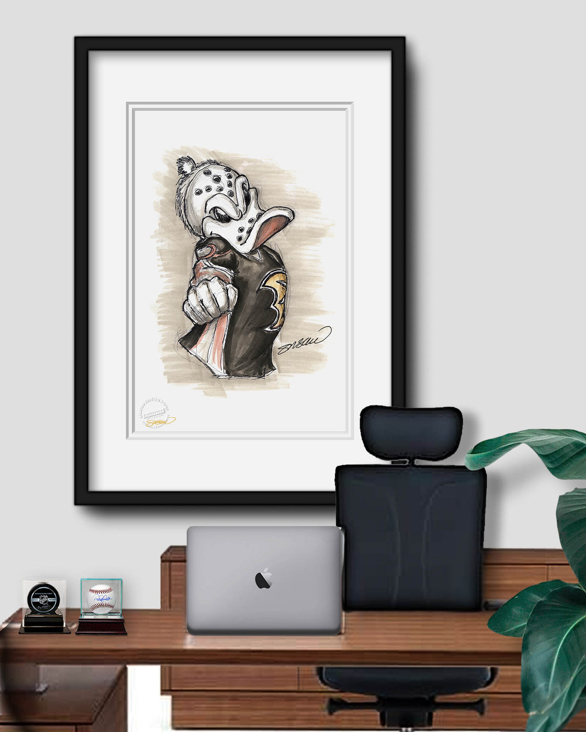 Wild Wing - Anaheim Ducks Mascot Ink Sketch Print – S. Preston Art + Designs