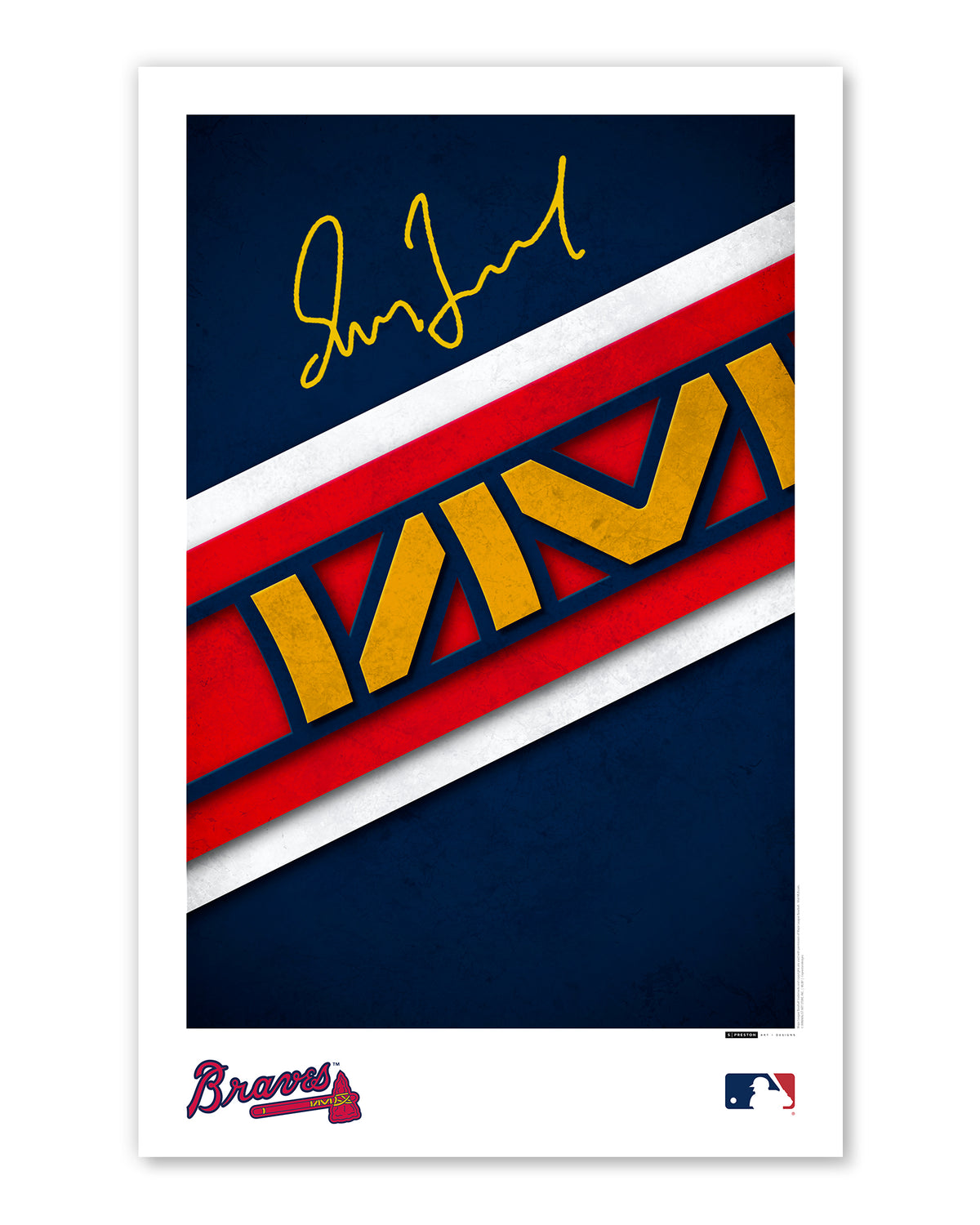 Minimalist Atlanta Braves Logo Print - Greg Maddux Autographed - Authenticated