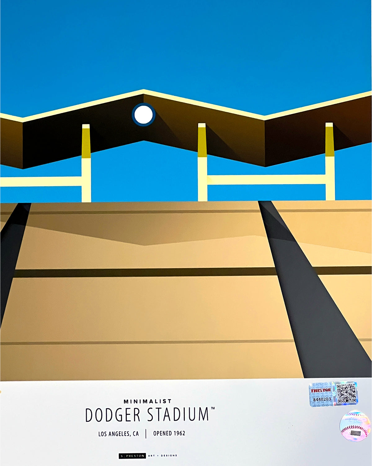 Minimalist Dodger Stadium Print - Steve Garvey Autographed - Authenticated