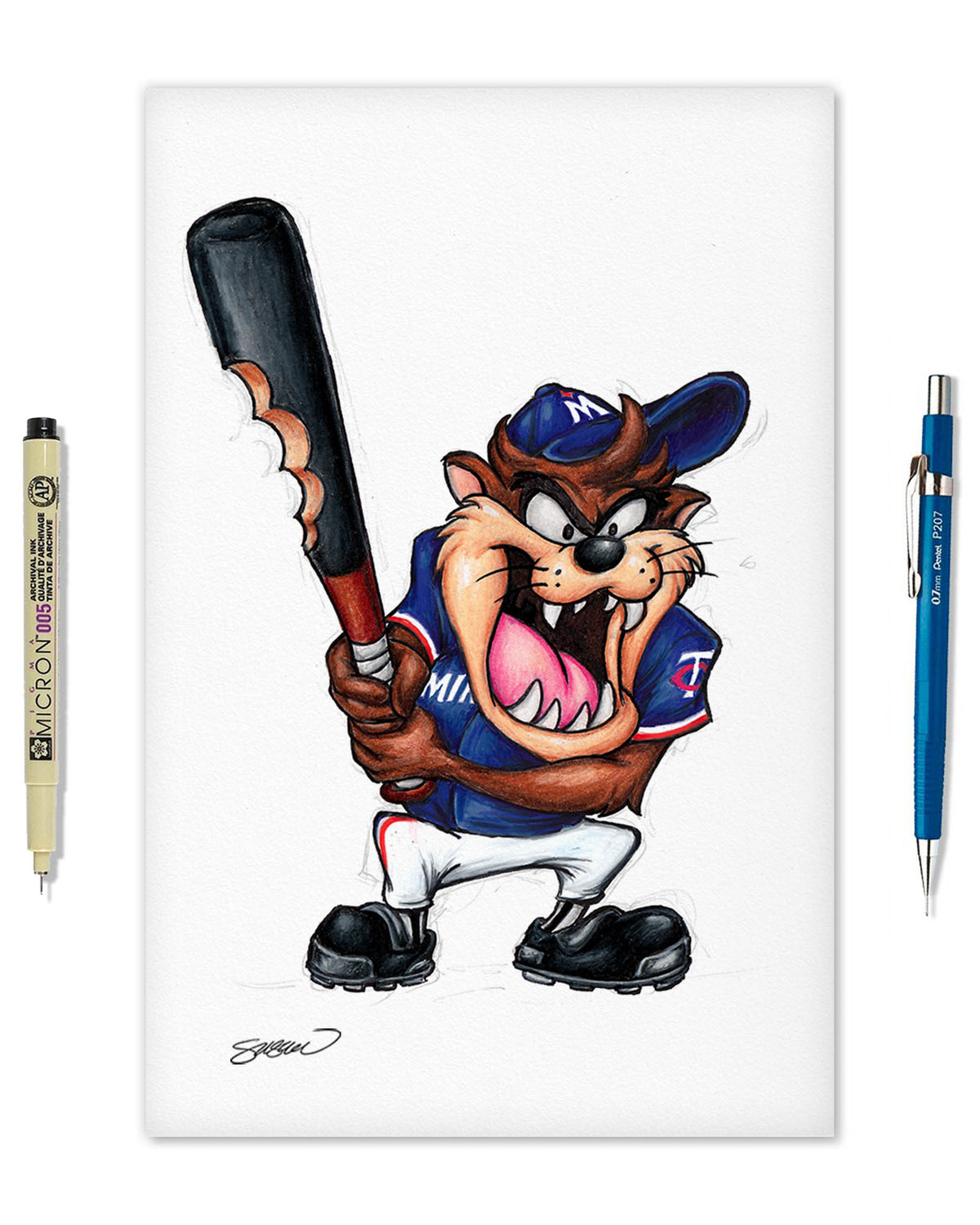 Taz On Deck x MLB Twins Limited Edition Fine Art Print