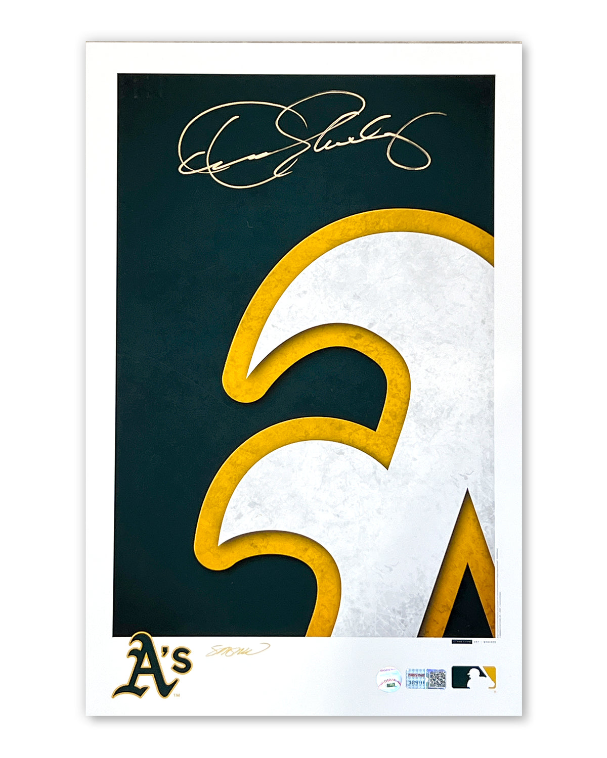 Minimalist Oakland Athletics Logo Print - Dennis Eckersley Autographed - Authenticated