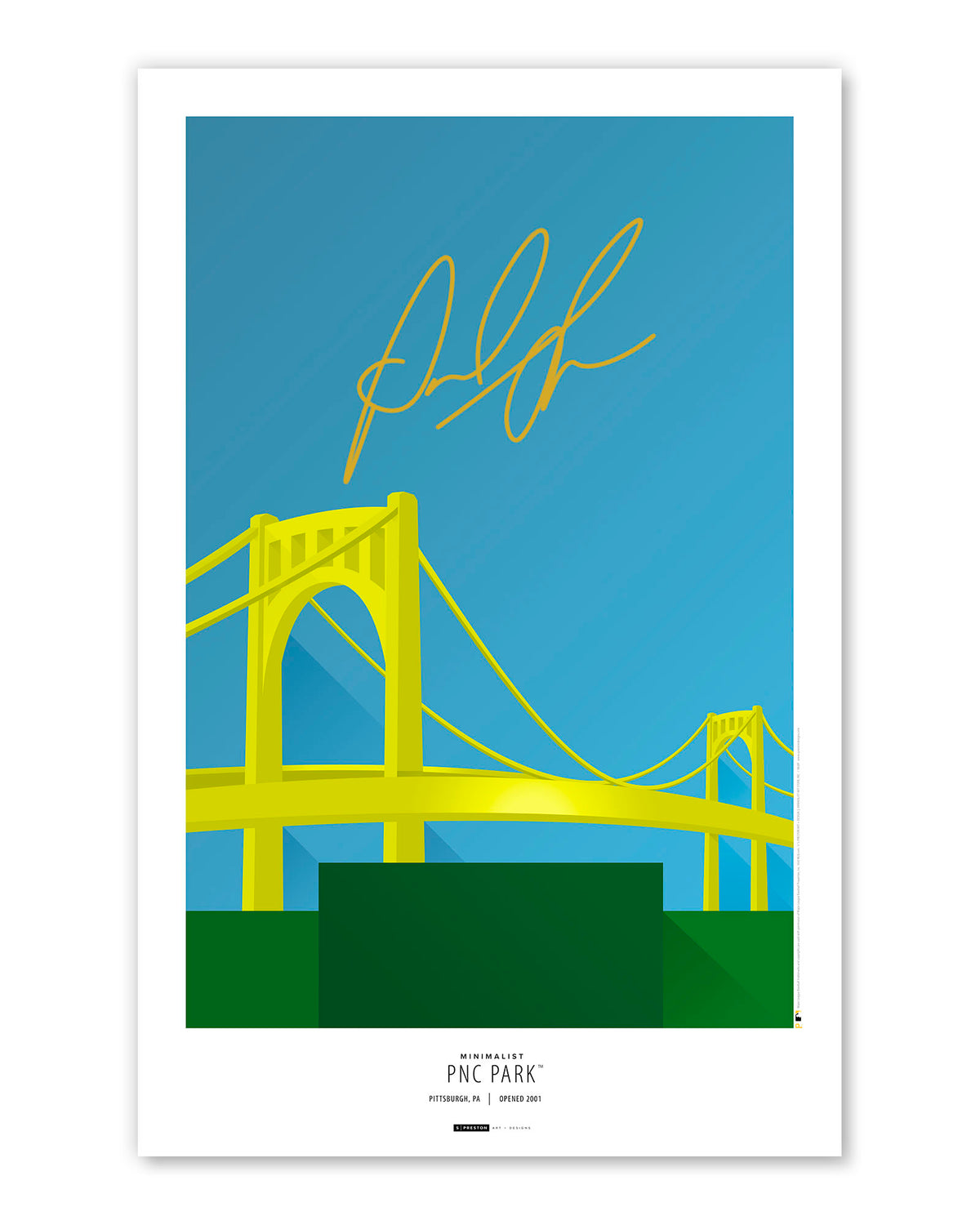 Minimalist PNC Park Poster Print - Paul Skenes Autographed  - Authenticated