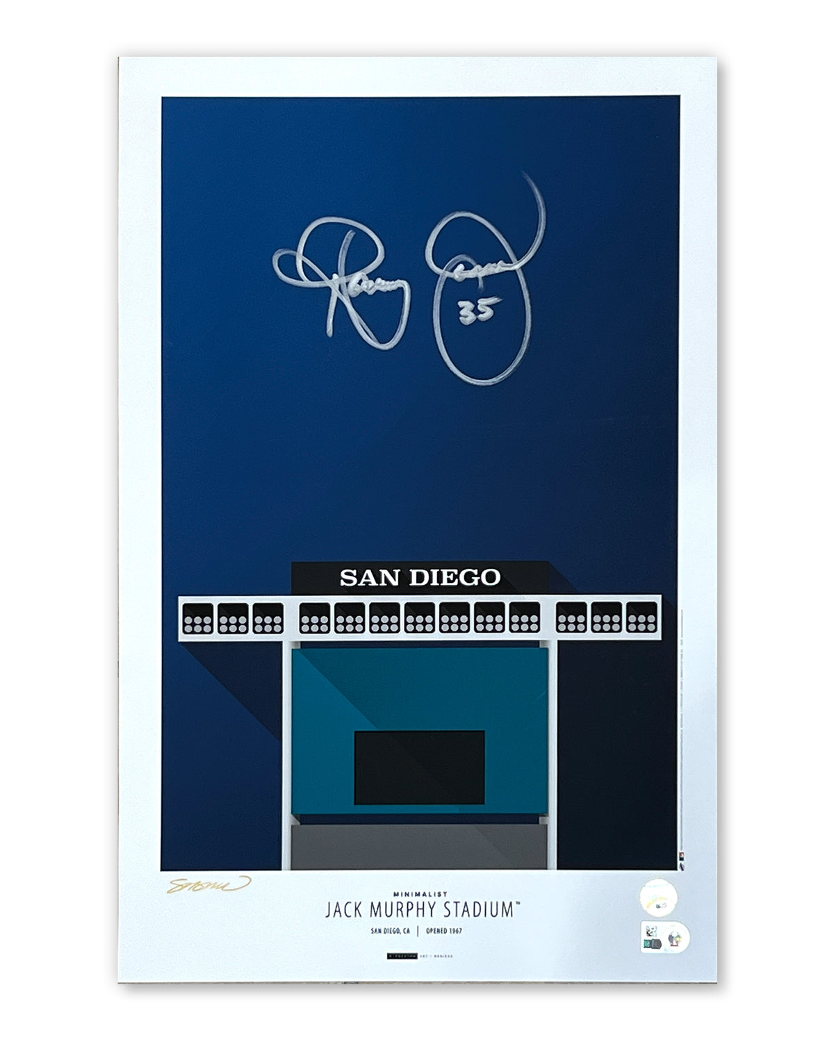 Minimalist Jack Murphy Stadium Print - Randy Jones Autographed - Authenticated