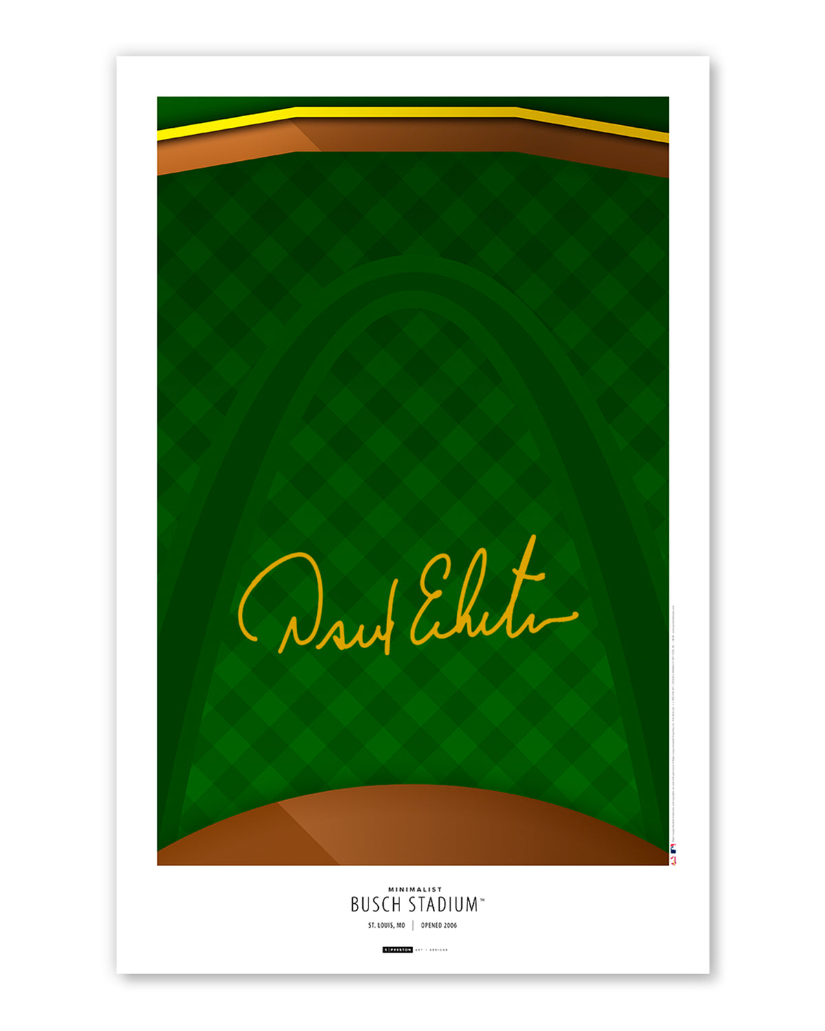 Minimalist Busch Stadium - David Eckstein Autographed - Poster Print - MLB Authenticated