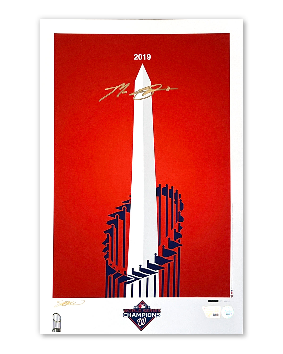 Minimalist 2019 Washington Nationals World Series Print - Max Scherzer Autographed - Authenticated