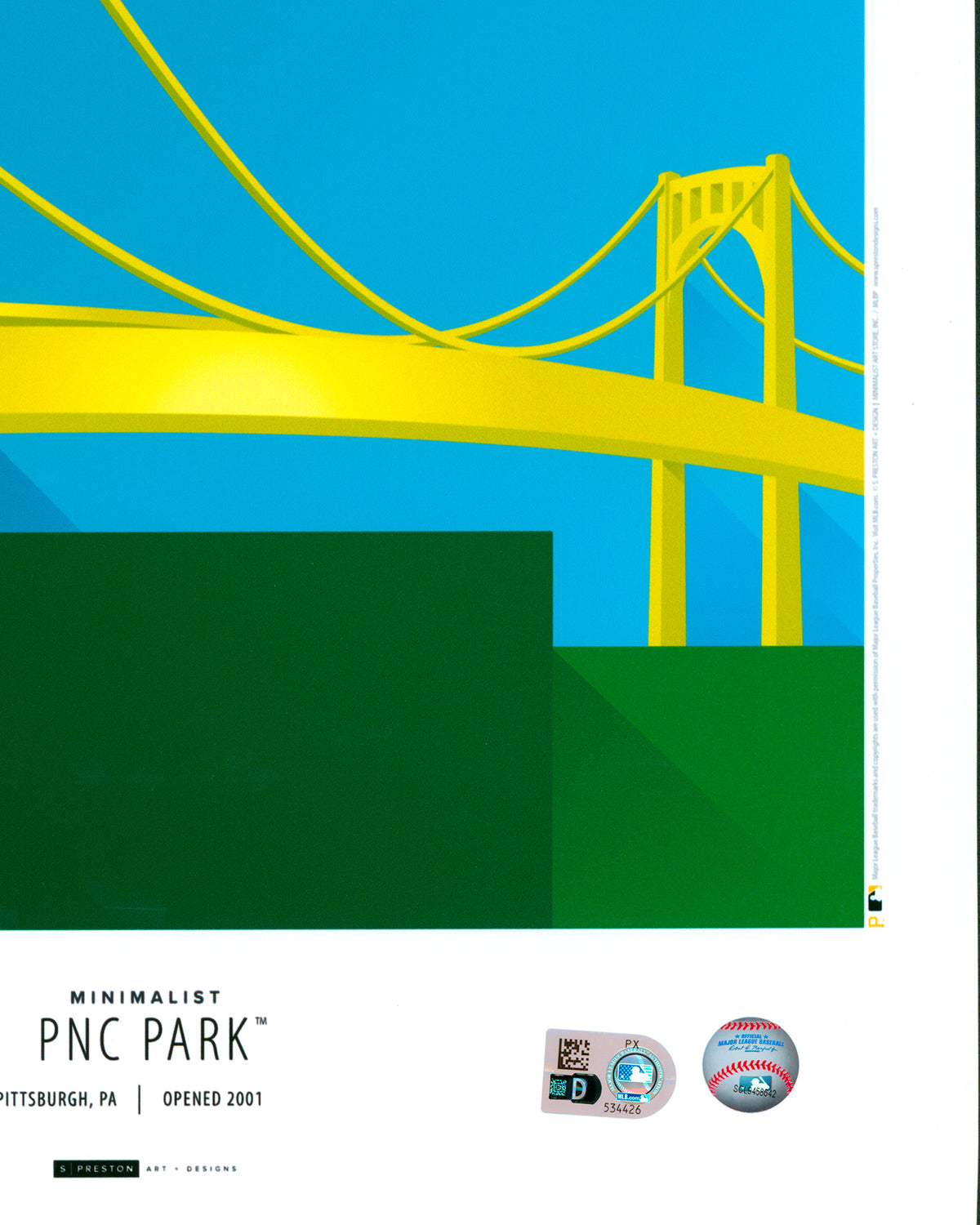 Minimalist PNC Park Poster Print - Paul Skenes Autographed  - Authenticated