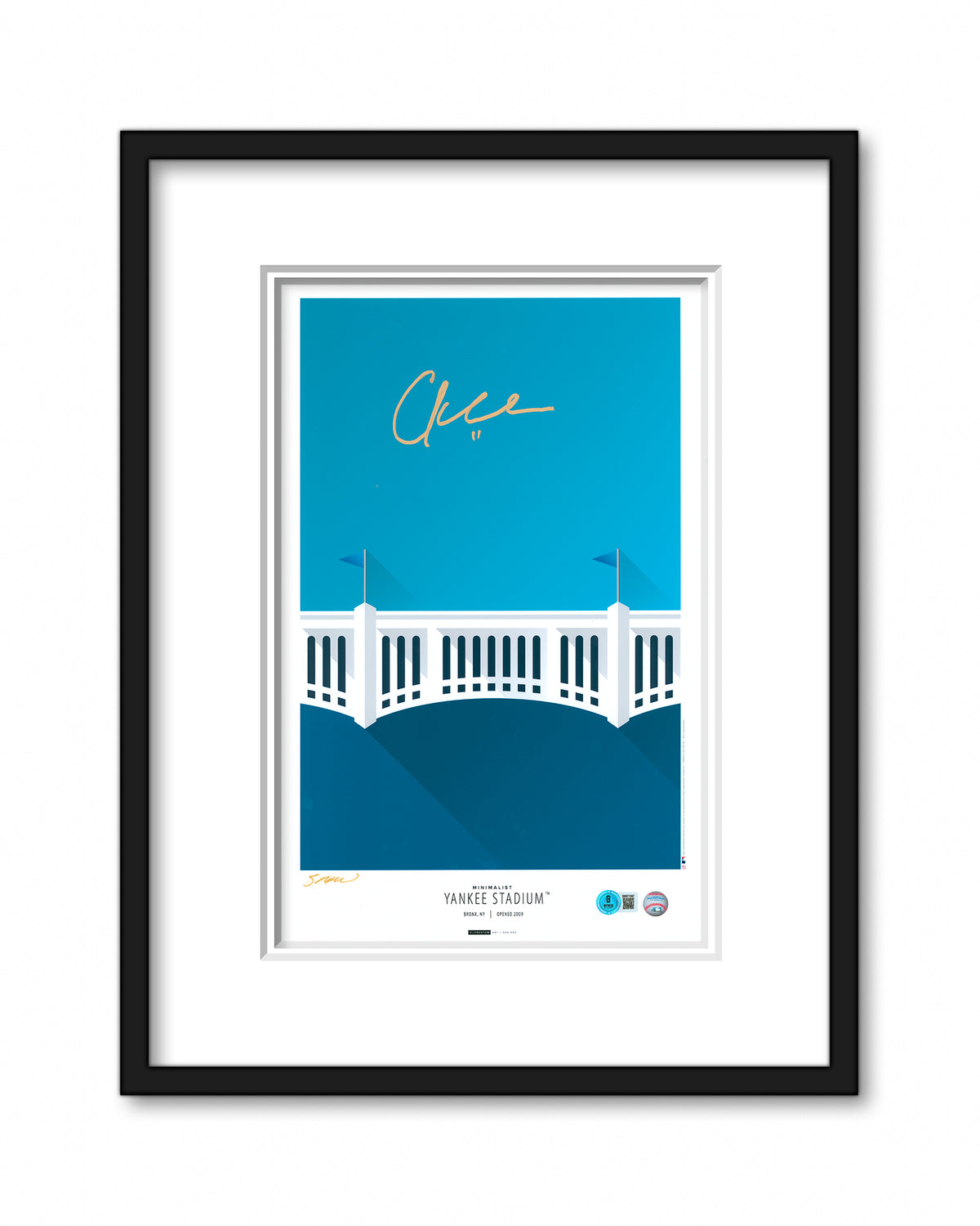Minimalist Yankee Stadium Print - Chuck Knoblauch Autographed - Authenticated