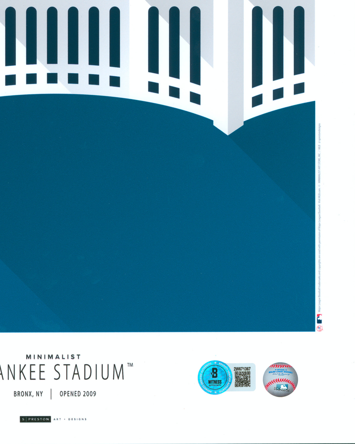 Minimalist Yankee Stadium Print - Chuck Knoblauch Autographed - Authenticated