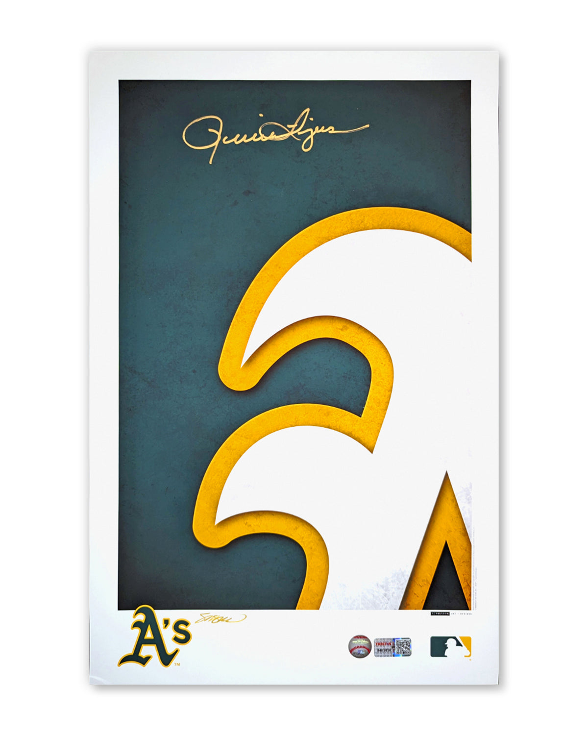Minimalist Oakland Athletics Logo Rollie Fingers Autographed