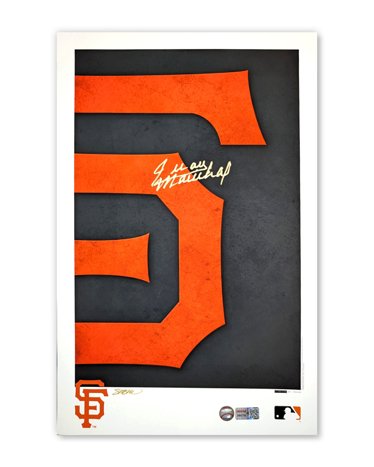 Minimalist San Francisco Giants Logo - Juan Marichal Autographed - Poster Print - Authenticated