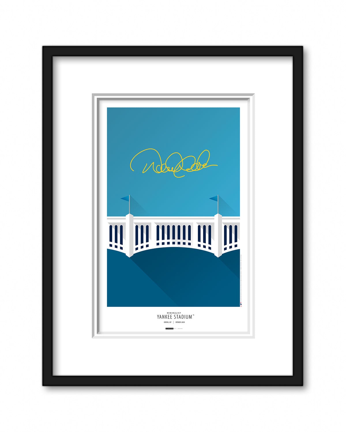 Minimalist Yankee Stadium Poster Print - Derek Jeter Autographed - Authenticated