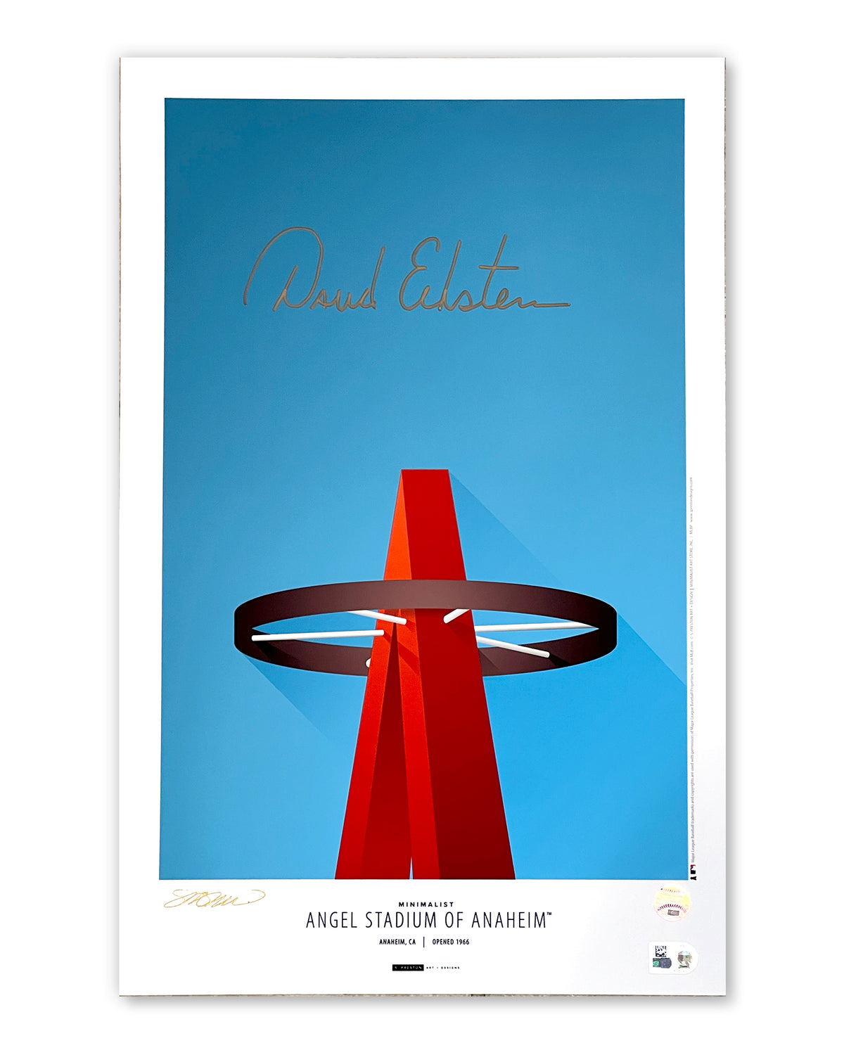 Minimalist Angel Stadium - David Eckstein Autographed - Poster Print - MLB Authenticated