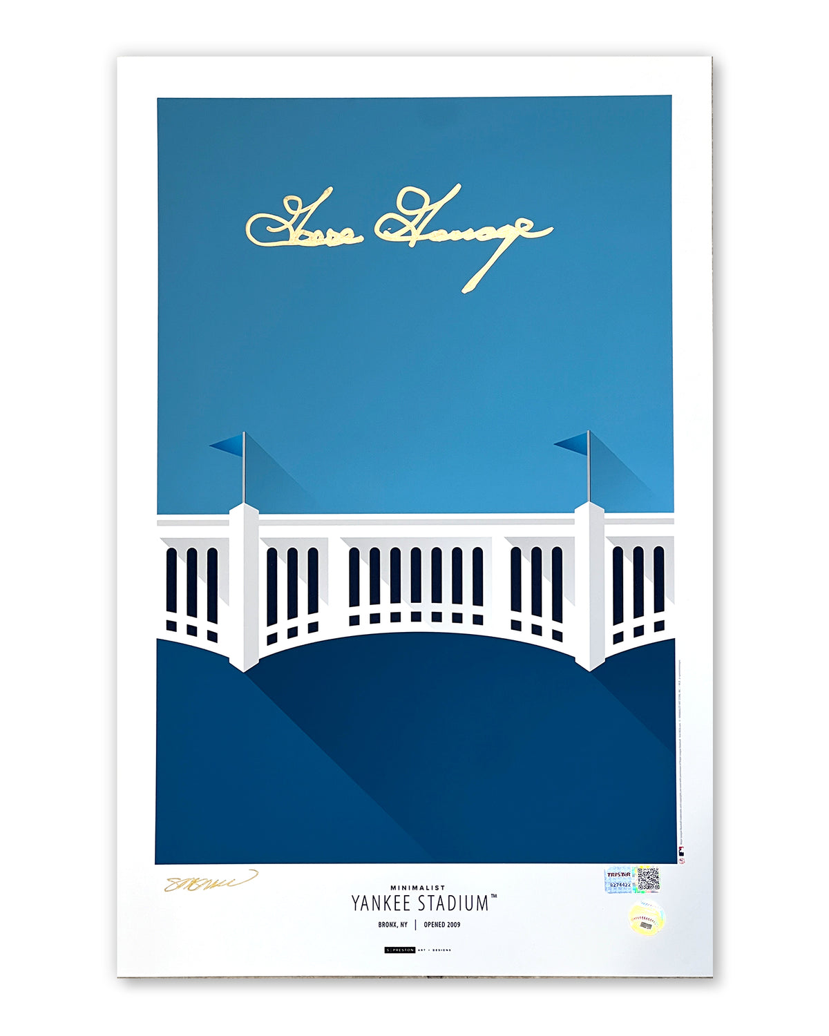 Minimalist Yankee Stadium Print - Goose Gossage Autographed - Authenticated