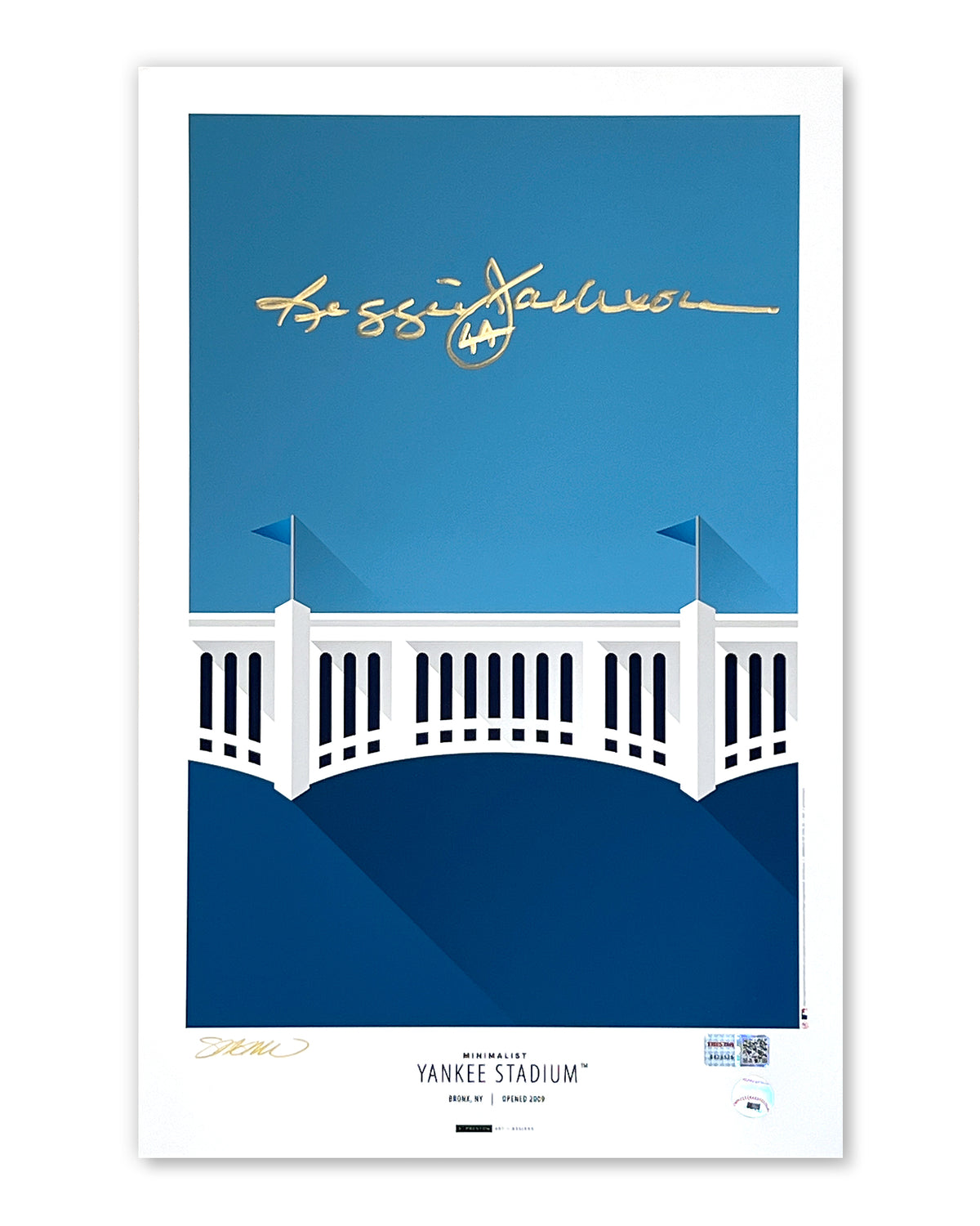 Minimalist Yankee Stadium Print - Reggie Jackson Autographed - Authenticated