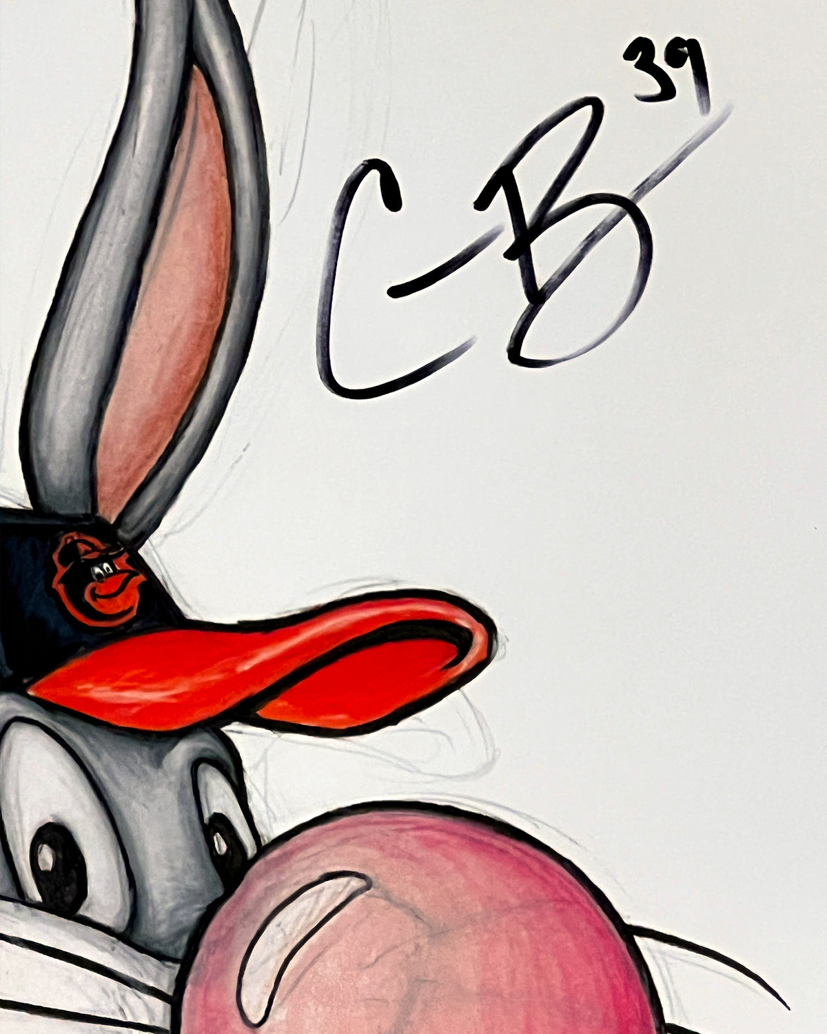 Bubblegum Bugs Bunny Baltimore Orioles Print - Corbin Burnes Autographed