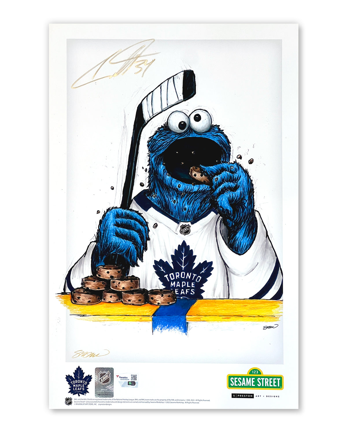 Toronto Maple Leafs Cookie Monster Print - Auston Matthews Autographed - Authenticated