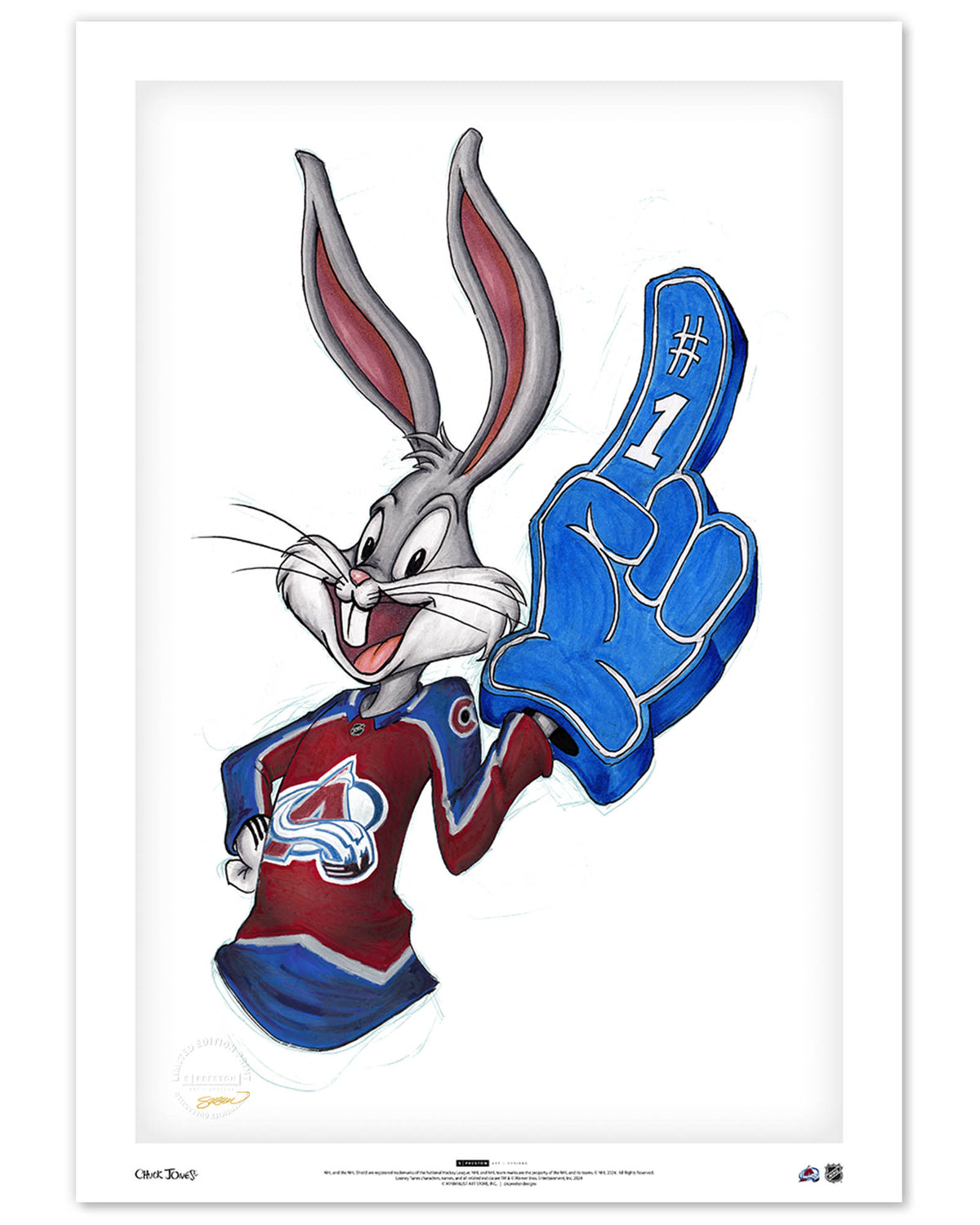 Rabbit Hockey Fan x NHL Avalanche Bugs Bunny Limited Edition Fine Art Print