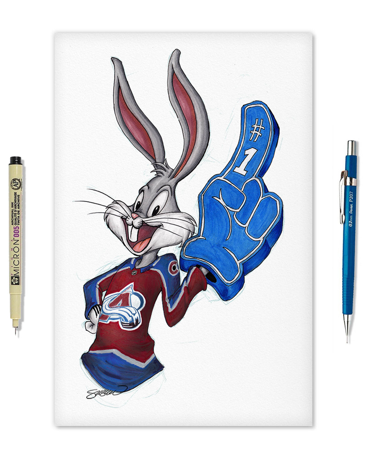 Rabbit Hockey Fan x NHL Avalanche Bugs Bunny Limited Edition Fine Art Print