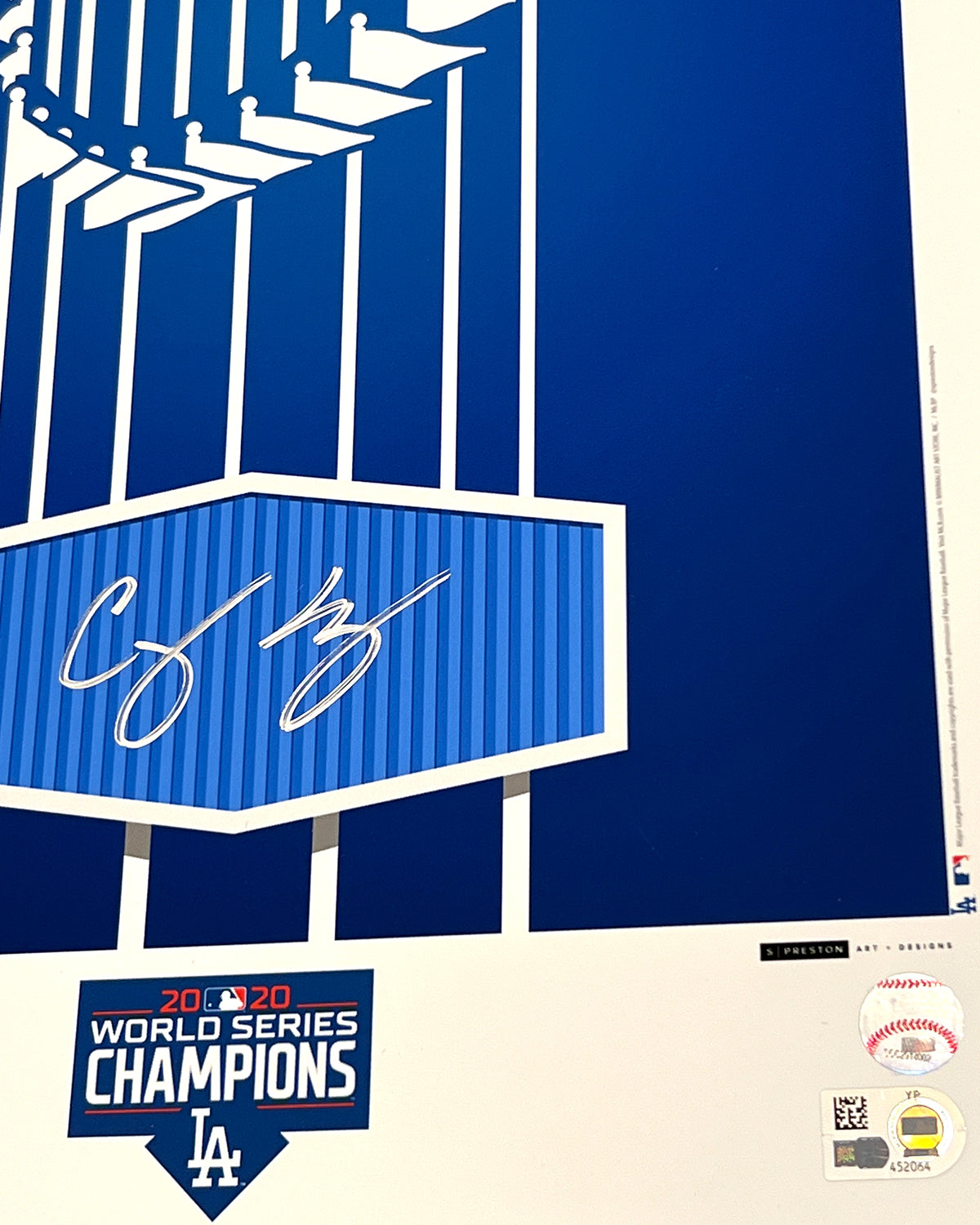 Minimalist World Series 2020 Poster Print - Corey Seager Signed - MLB Authenticated