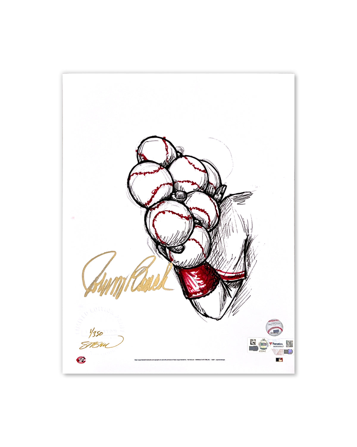 7-Ball Grip Ink Sketch - Johnny Bench Autograph