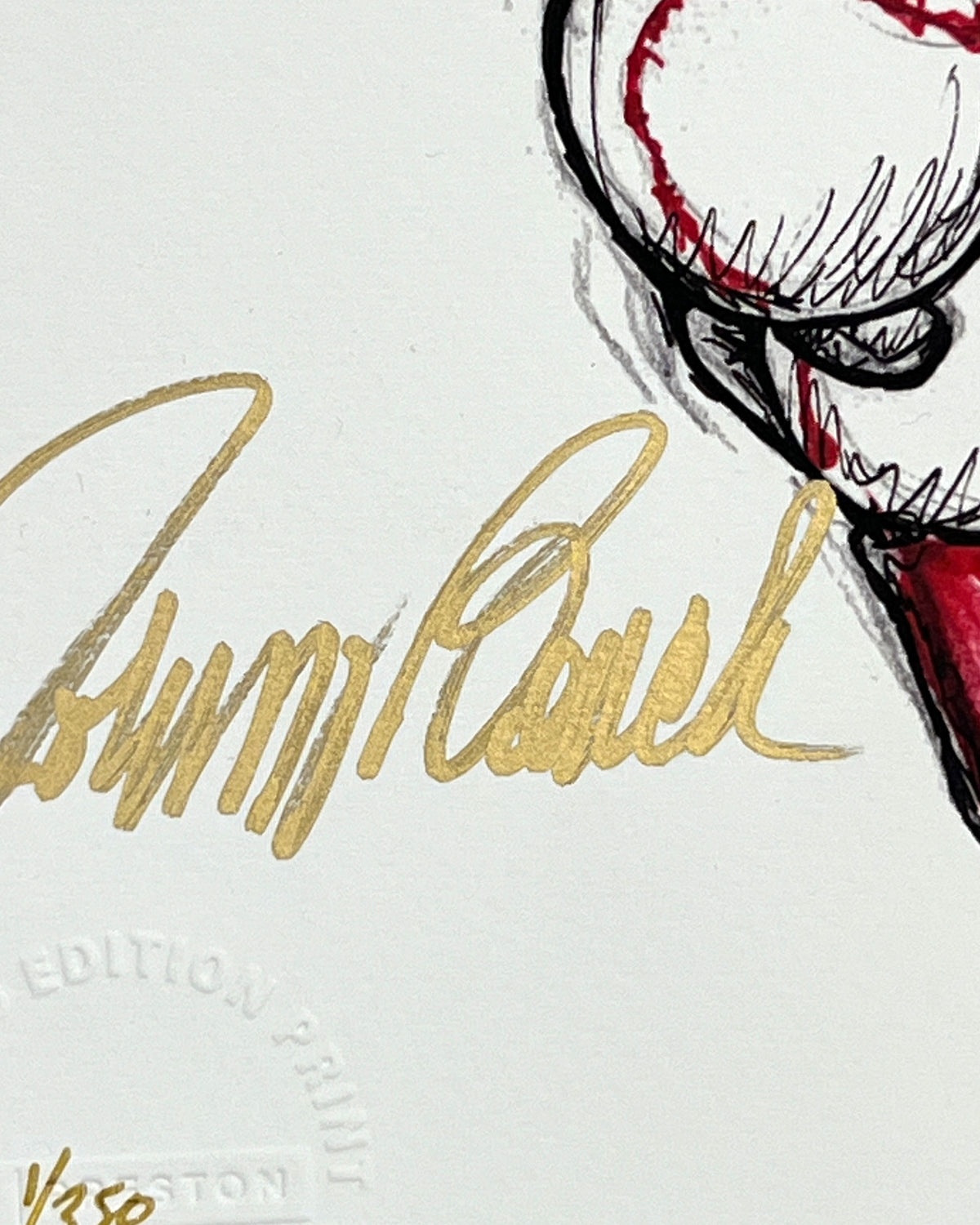 7-Ball Grip Ink Sketch - Johnny Bench Autograph