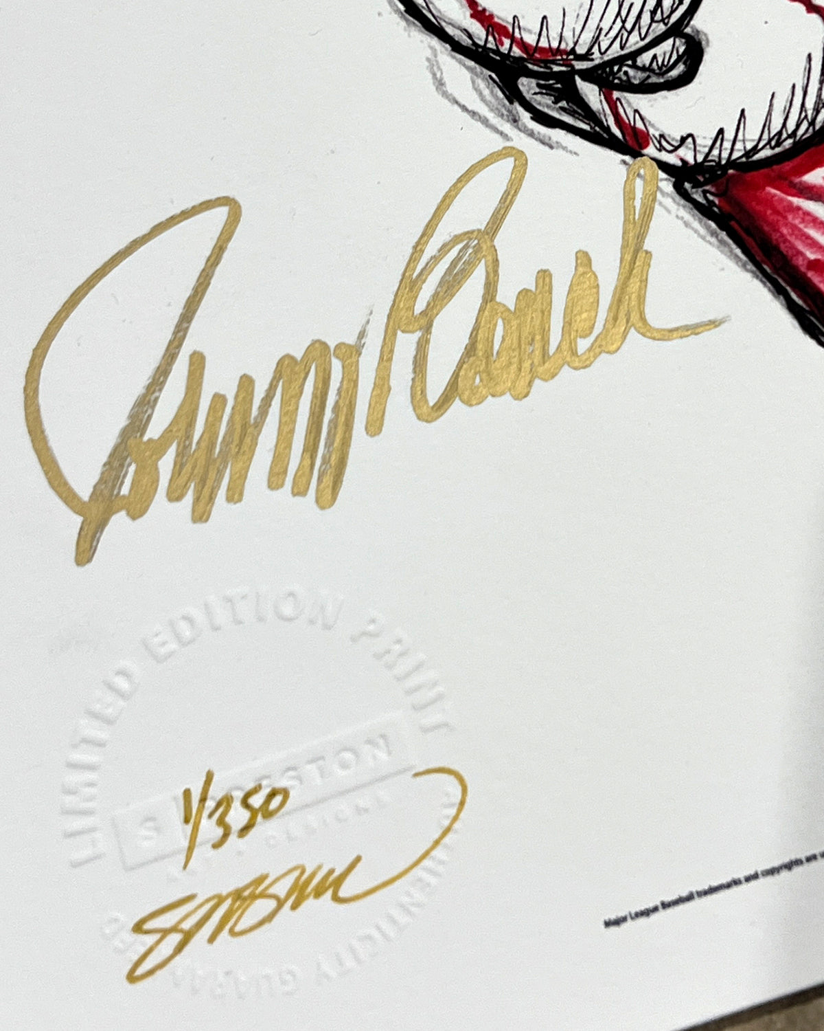 7-Ball Grip Ink Sketch - Johnny Bench Autograph